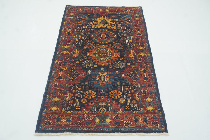 3x5 Navy Blue Baluch Afghan Hand knotted Oriental Rug - Yildiz Rugs