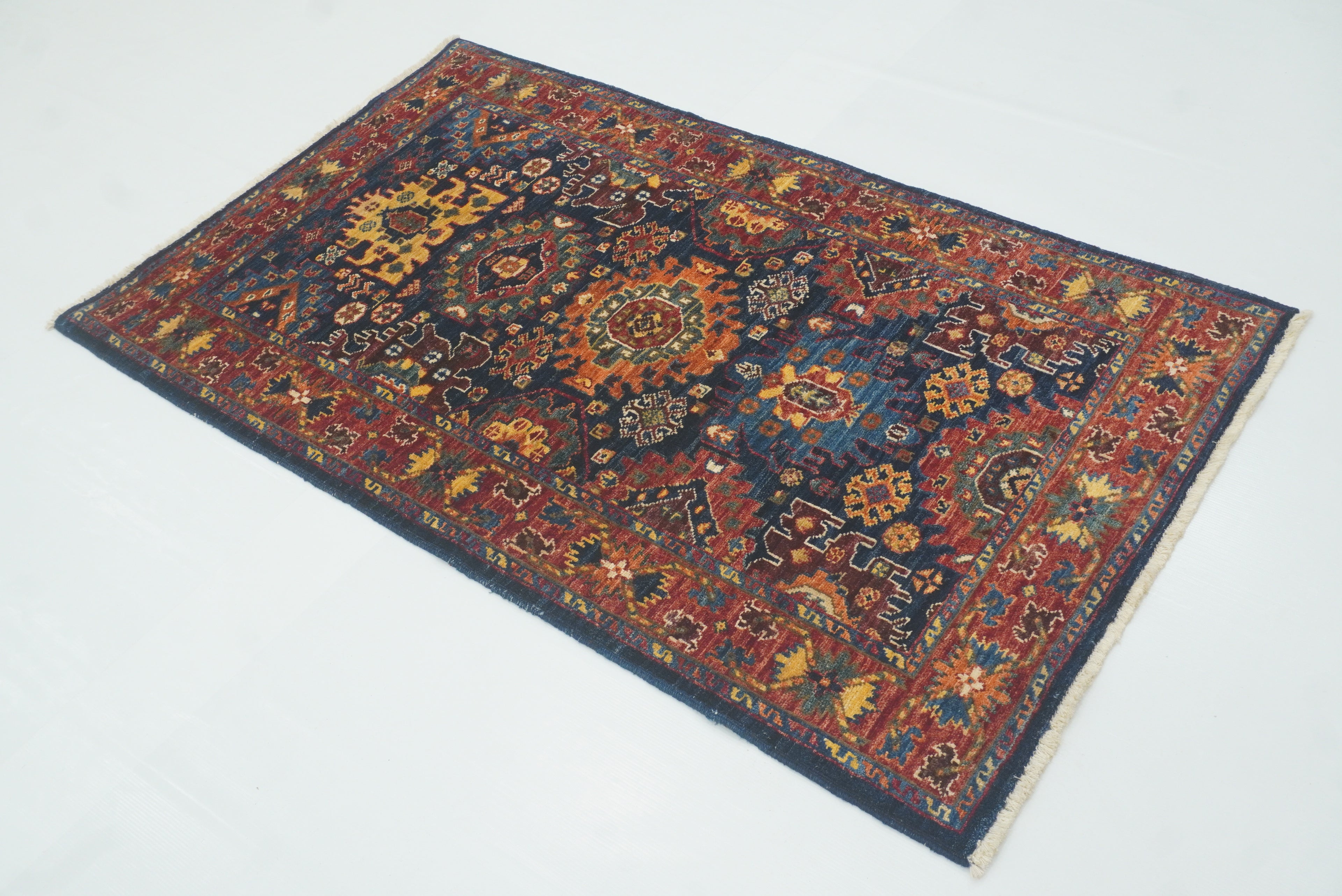 3x5 Navy Blue Baluch Afghan Hand knotted Oriental Rug - Yildiz Rugs