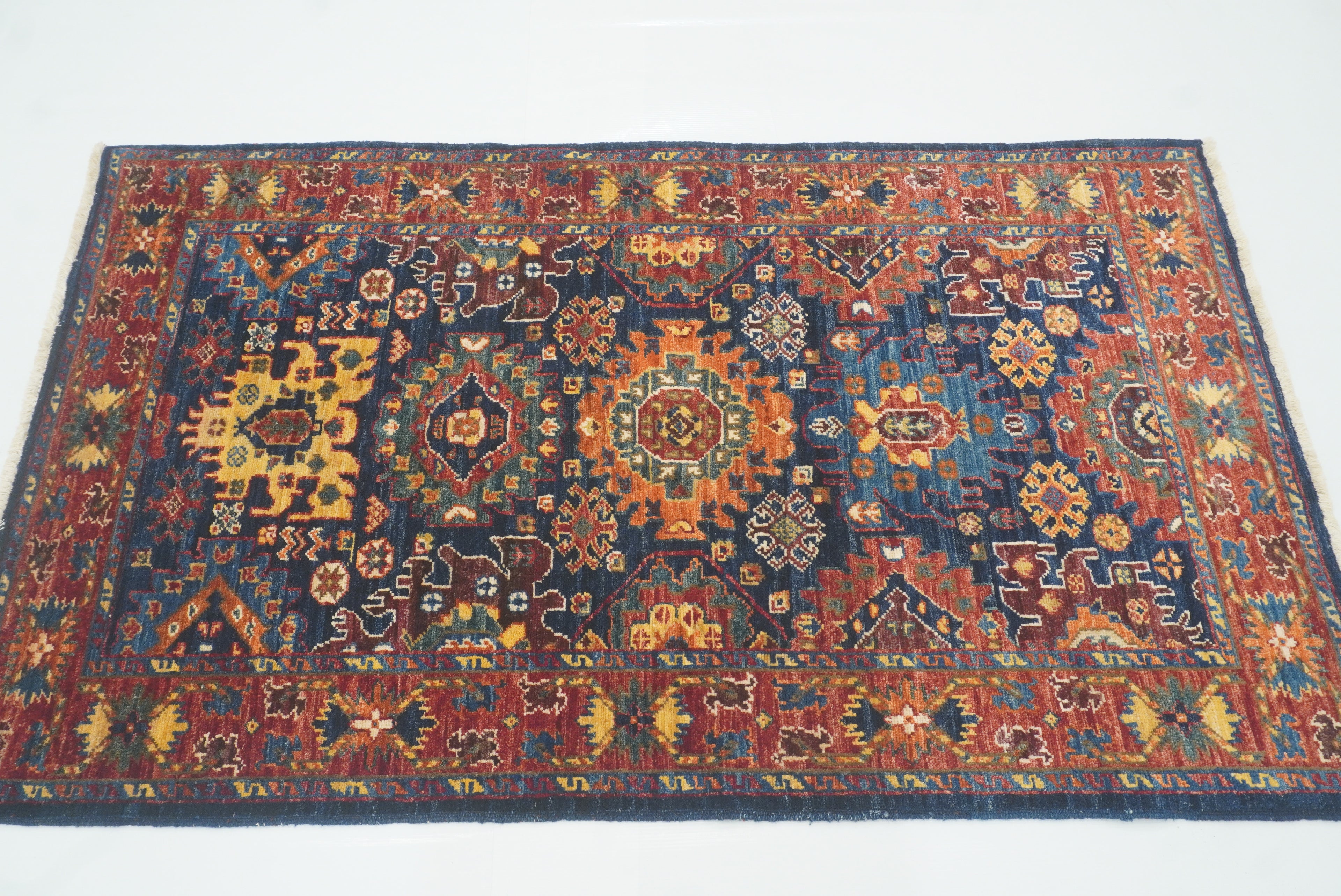 3x5 Navy Blue Baluch Afghan Hand knotted Oriental Rug - Yildiz Rugs