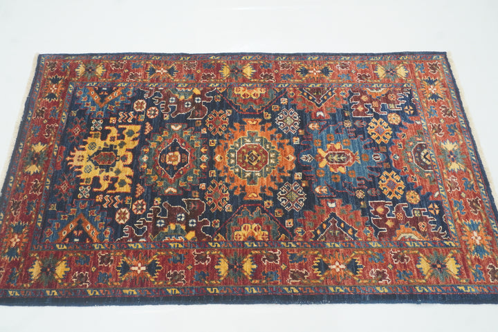 3x5 Navy Blue Baluch Afghan Hand knotted Oriental Rug - Yildiz Rugs