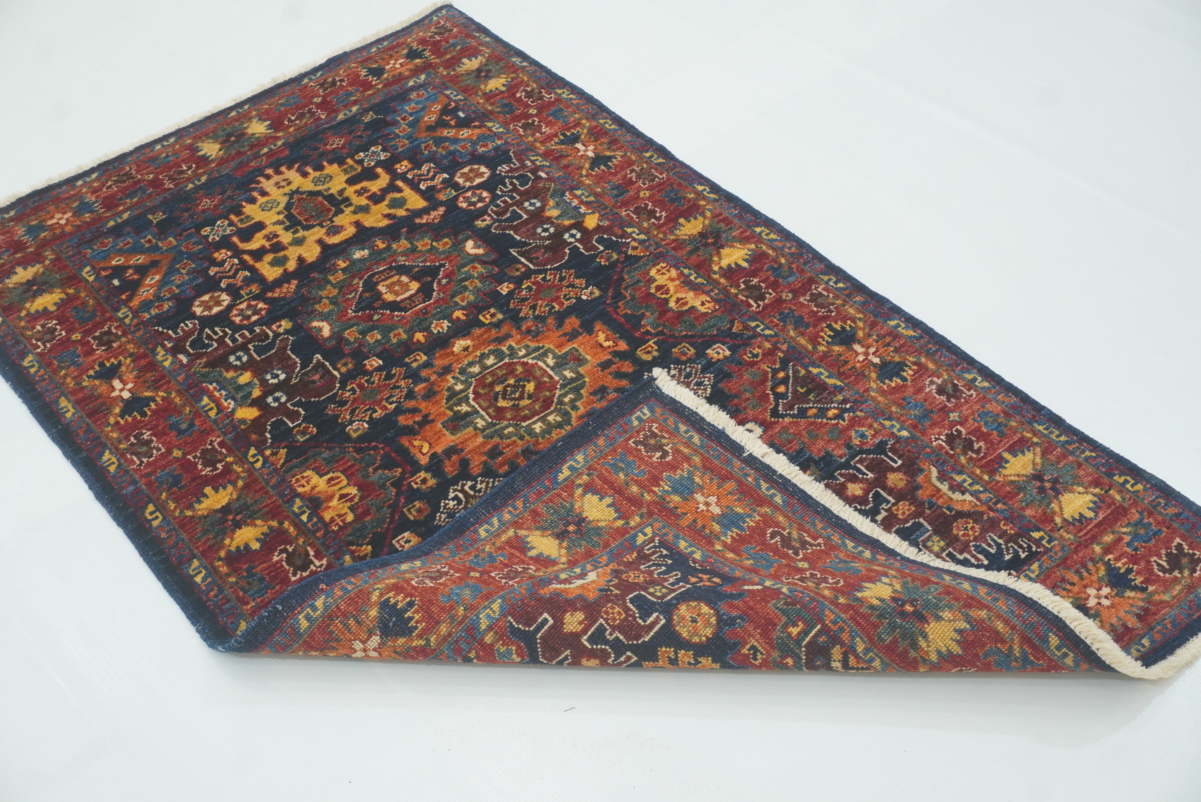 3x5 Navy Blue Baluch Afghan Hand knotted Oriental Rug - Yildiz Rugs