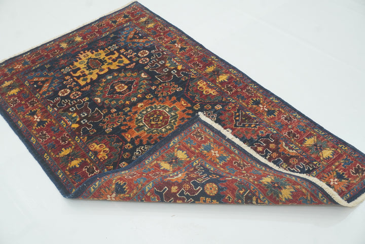 3x5 Navy Blue Baluch Afghan Hand knotted Oriental Rug - Yildiz Rugs