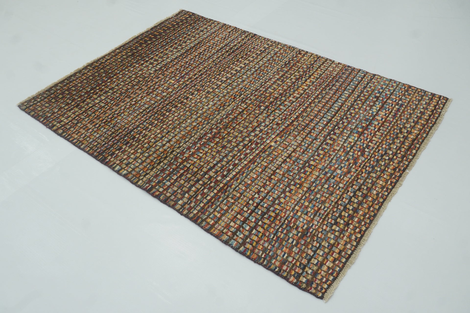 4x6 Gabbeh Multicolor Hand-Knotted Afghan Wool Rug