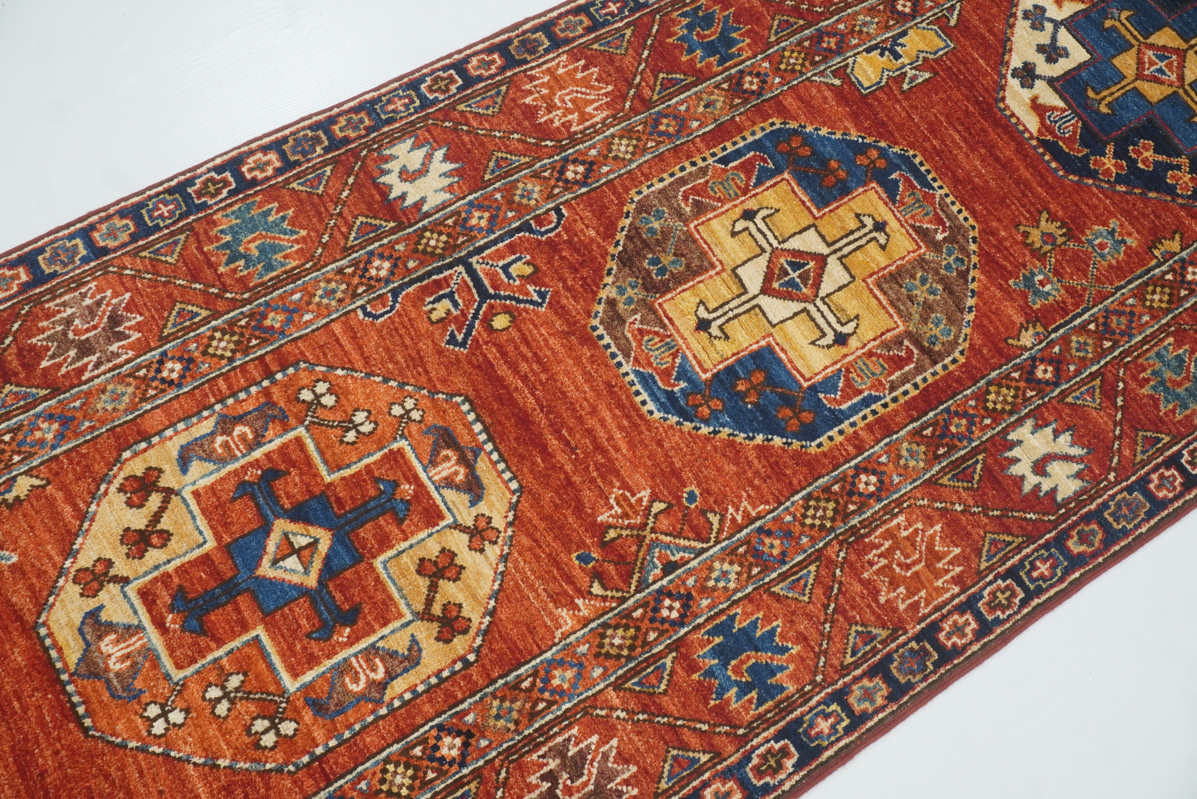 10 ft Red Ersari Afghan Hand Knotted Runner Rug - Yildiz Rugs