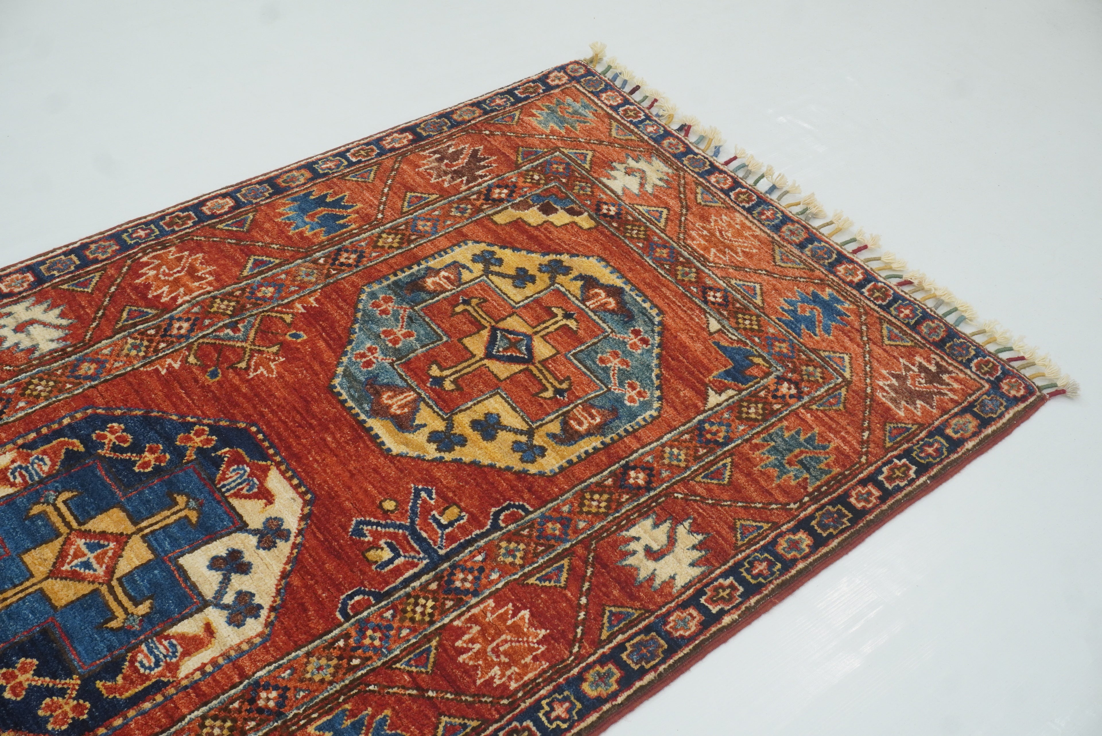 10 ft Red Ersari Afghan Hand Knotted Runner Rug - Yildiz Rugs