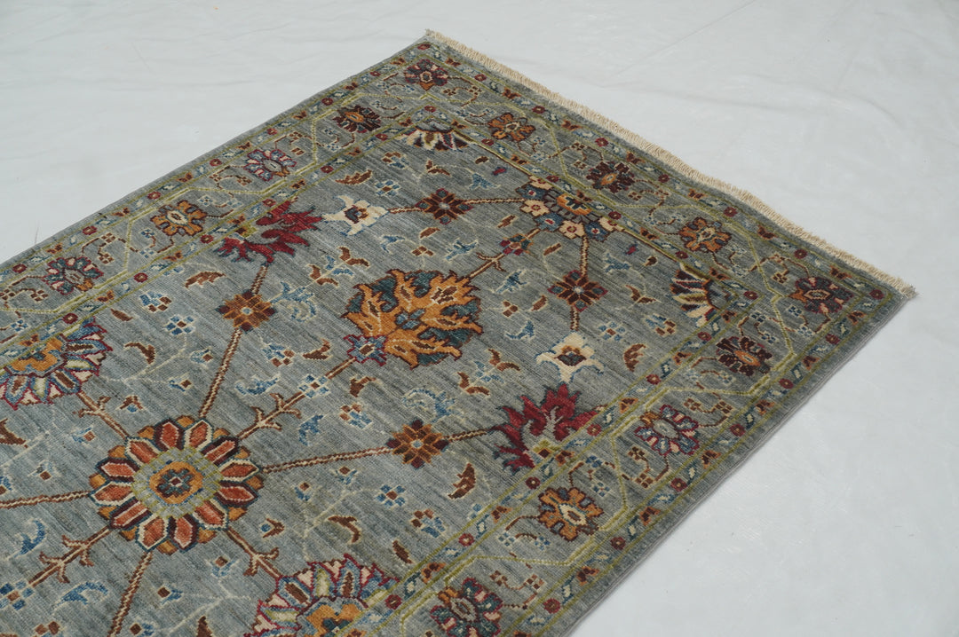 10 ft Gray Waziri Afghan Hand knotted Runner Rug