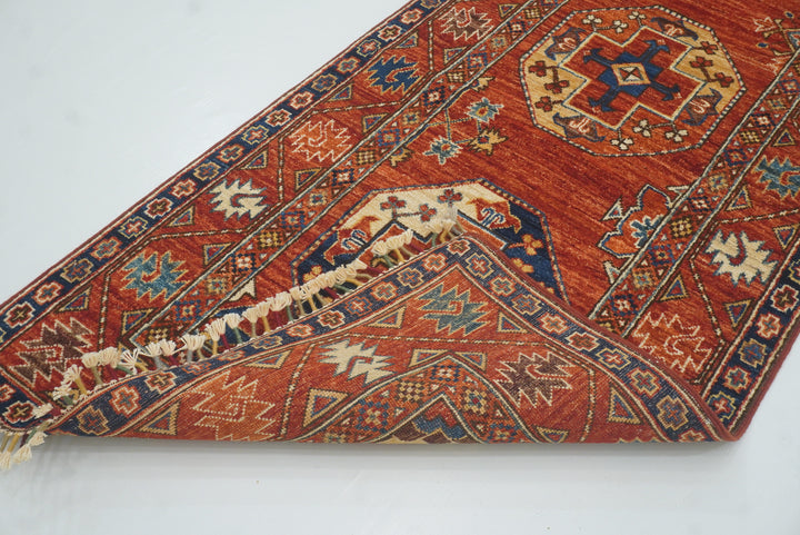 10 ft Red Ersari Afghan Hand Knotted Runner Rug - Yildiz Rugs