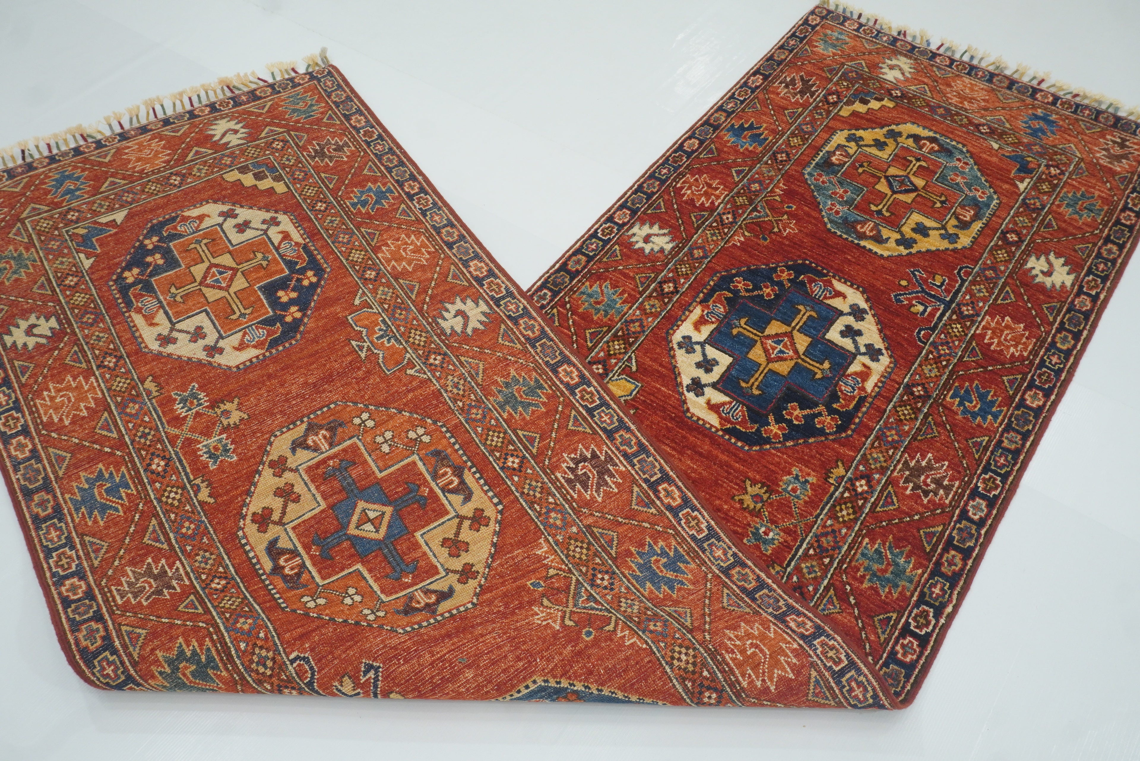10 ft Red Ersari Afghan Hand Knotted Runner Rug - Yildiz Rugs