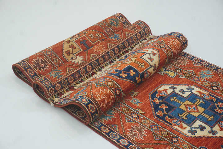 10 ft Red Ersari Afghan Hand Knotted Runner Rug - Yildiz Rugs