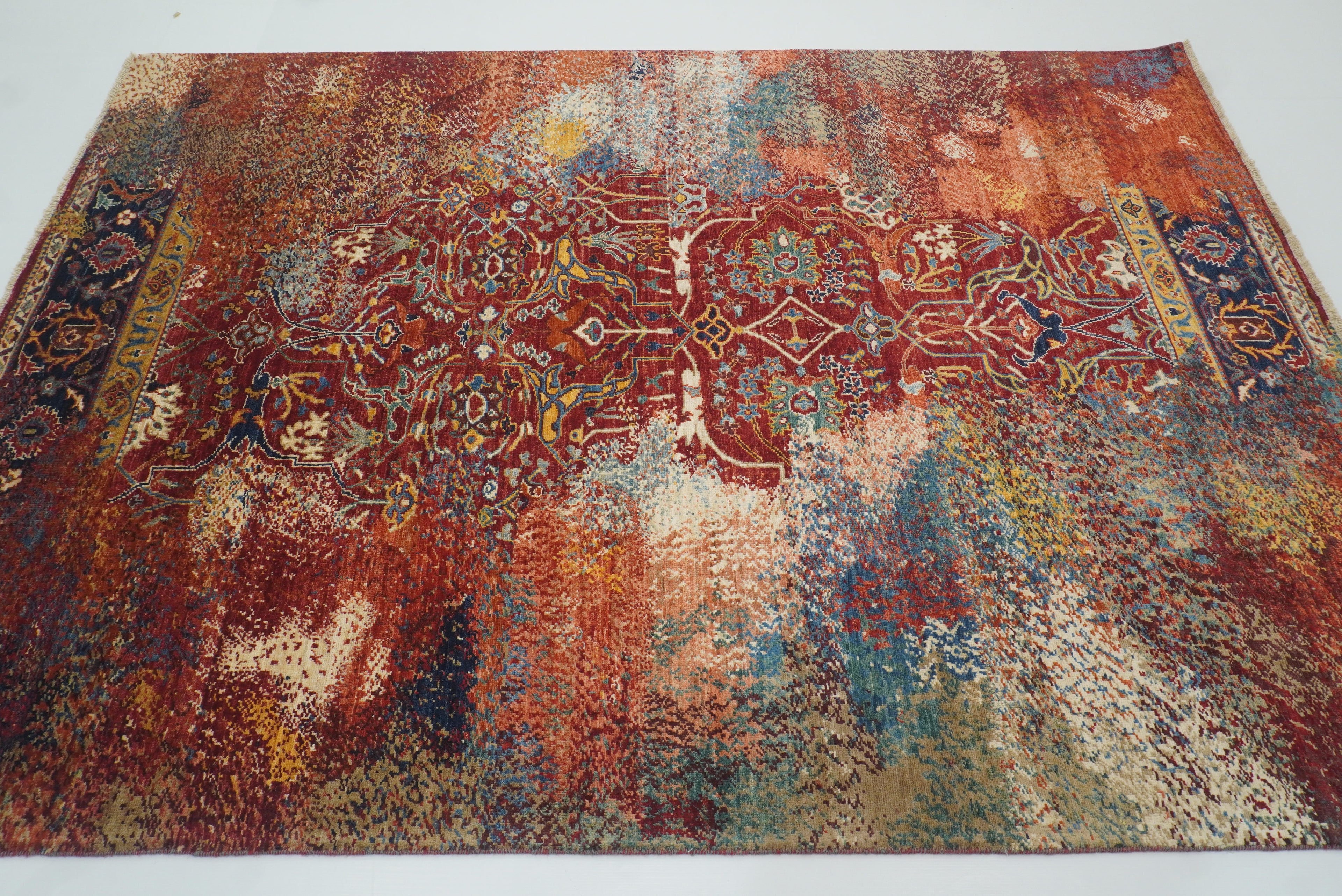 6x8 Red Bidjar Hand-Knotted Wool Modern Rug - Yildiz Rugs