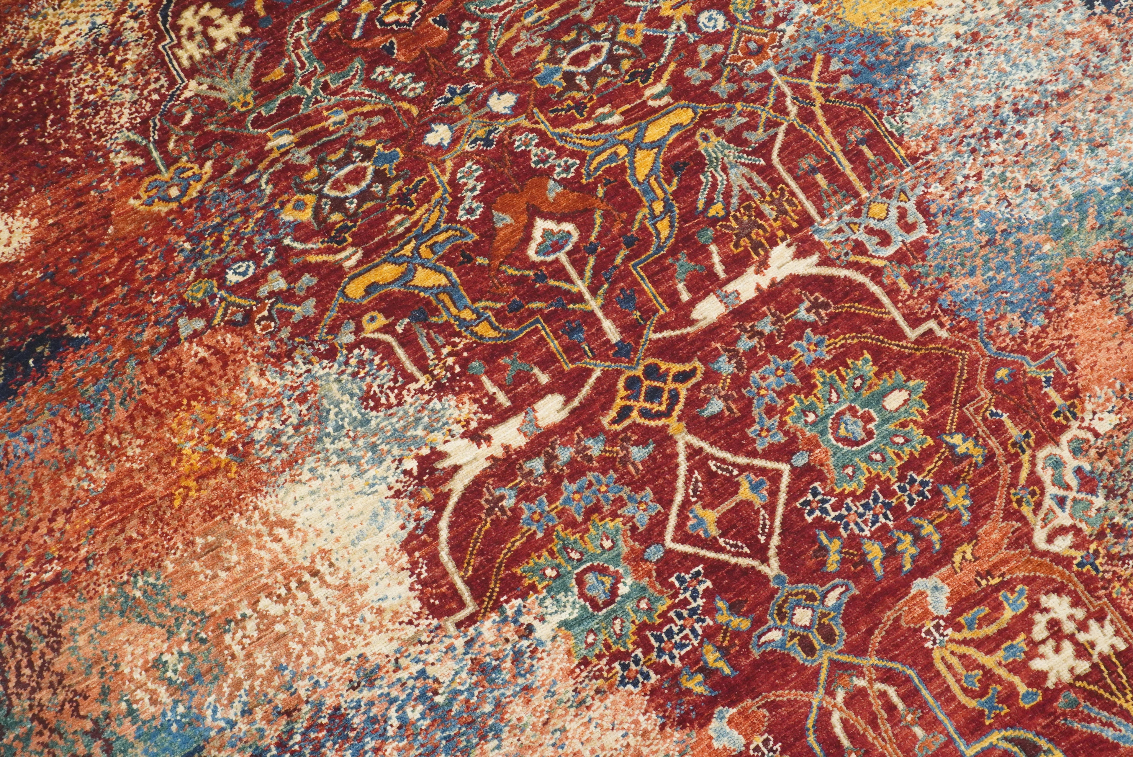 6x8 Red Bidjar Hand-Knotted Wool Modern Rug - Yildiz Rugs
