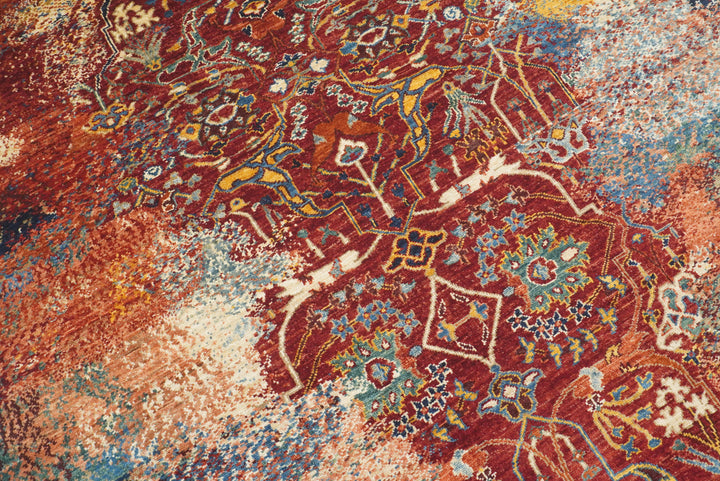6x8 Red Bidjar Hand-Knotted Wool Modern Rug - Yildiz Rugs