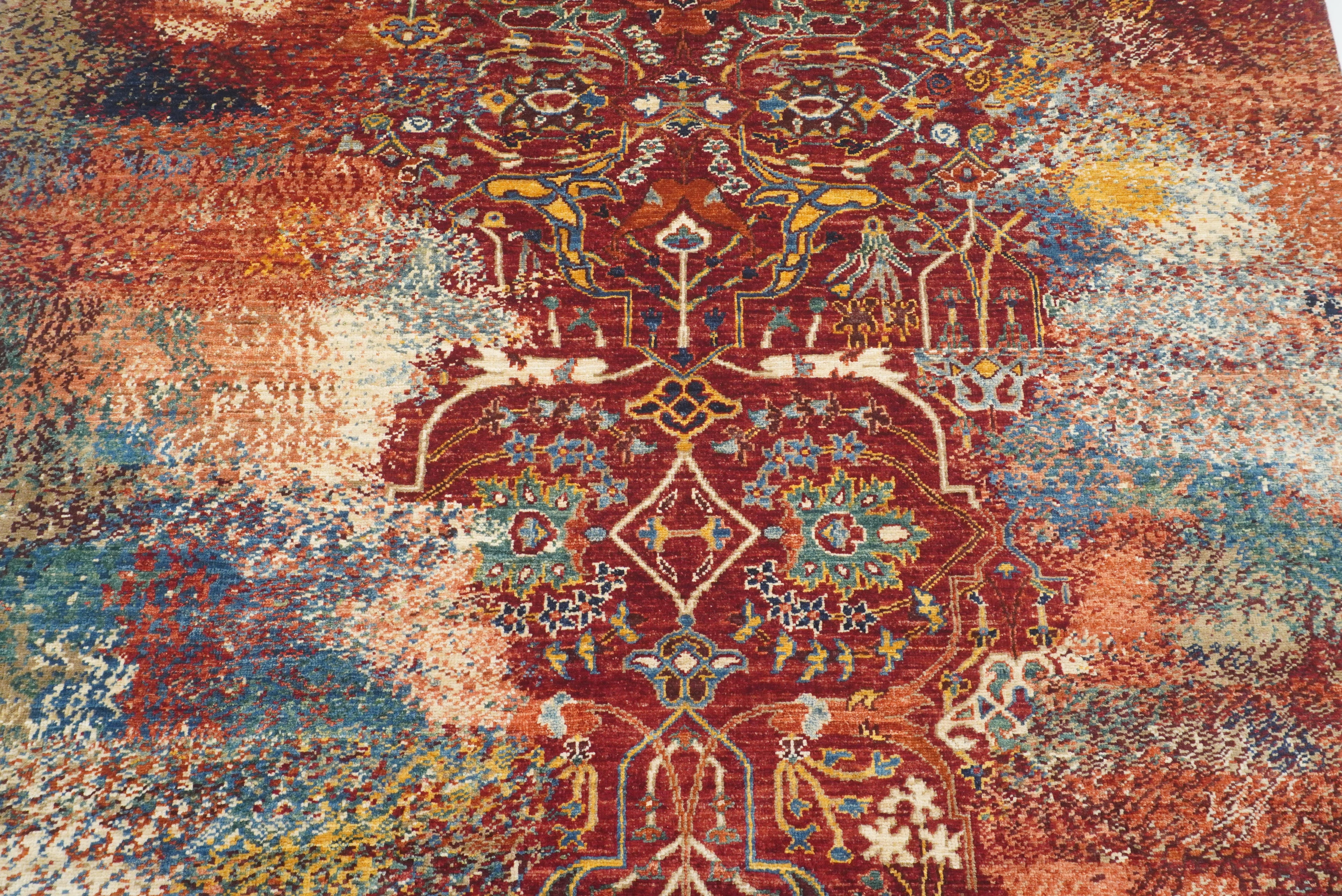 6x8 Red Bidjar Hand-Knotted Wool Modern Rug - Yildiz Rugs