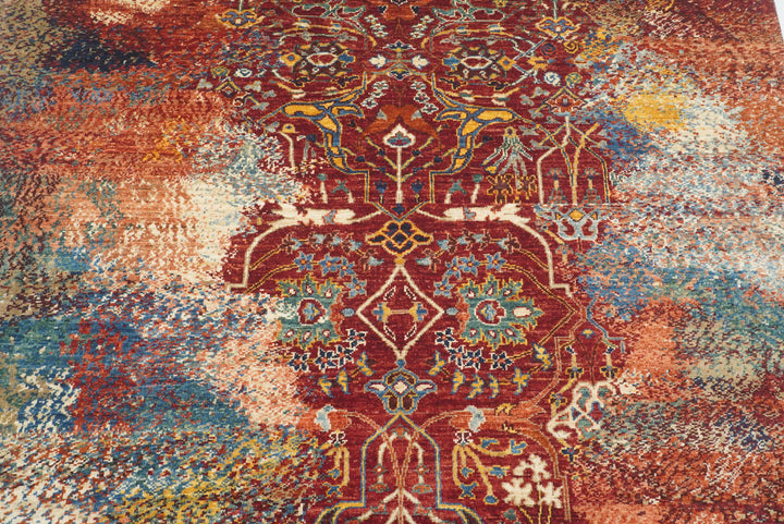 6x8 Red Bidjar Hand-Knotted Wool Modern Rug - Yildiz Rugs