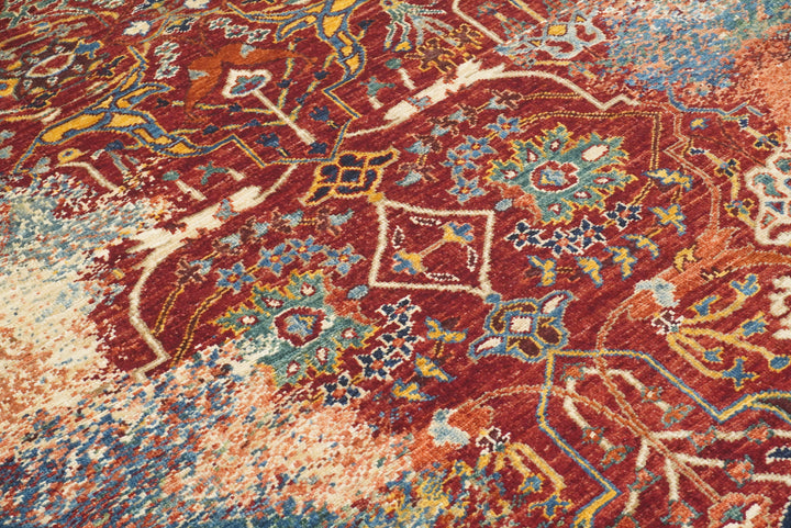6x8 Red Bidjar Hand-Knotted Wool Modern Rug - Yildiz Rugs