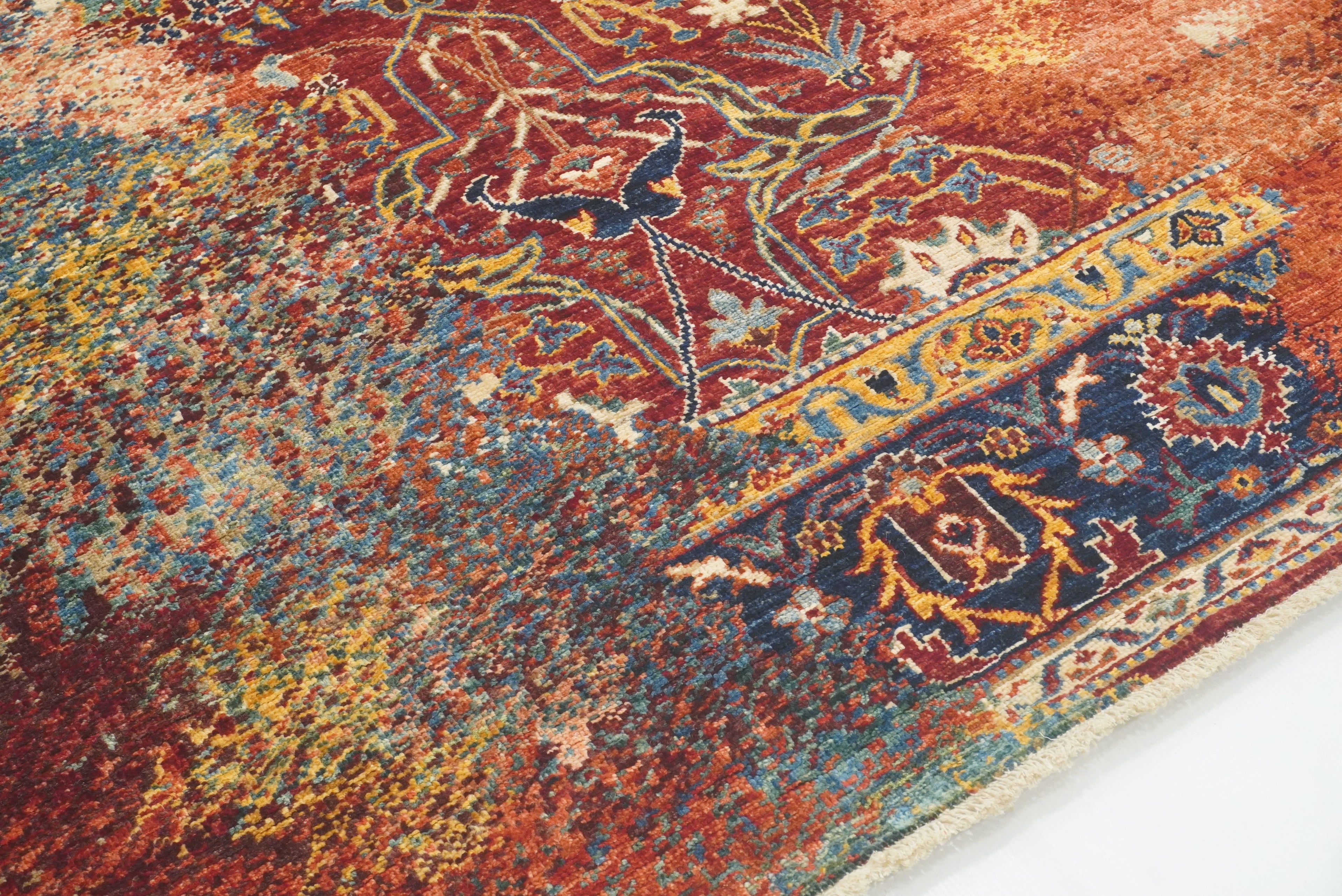 6x8 Red Bidjar Hand-Knotted Wool Modern Rug - Yildiz Rugs