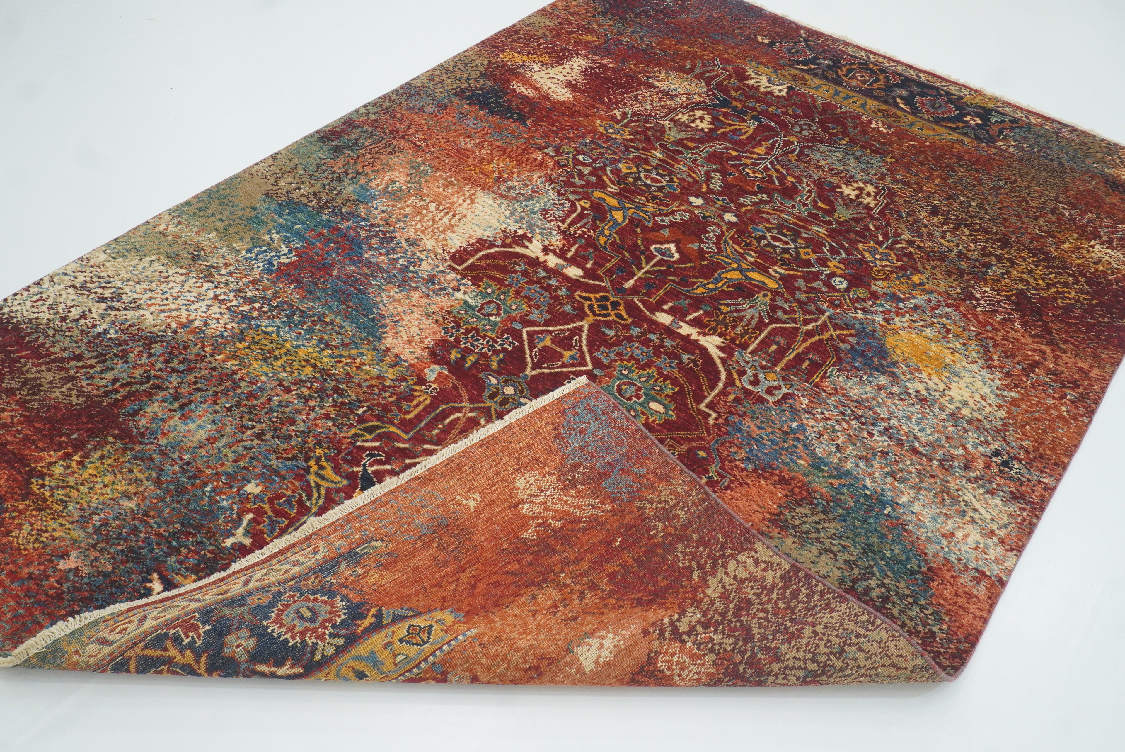 6x8 Red Bidjar Hand-Knotted Wool Modern Rug - Yildiz Rugs