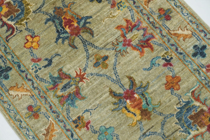2x3 Green Afghan Waziri Hand Knotted Rug - Yildiz Rugs