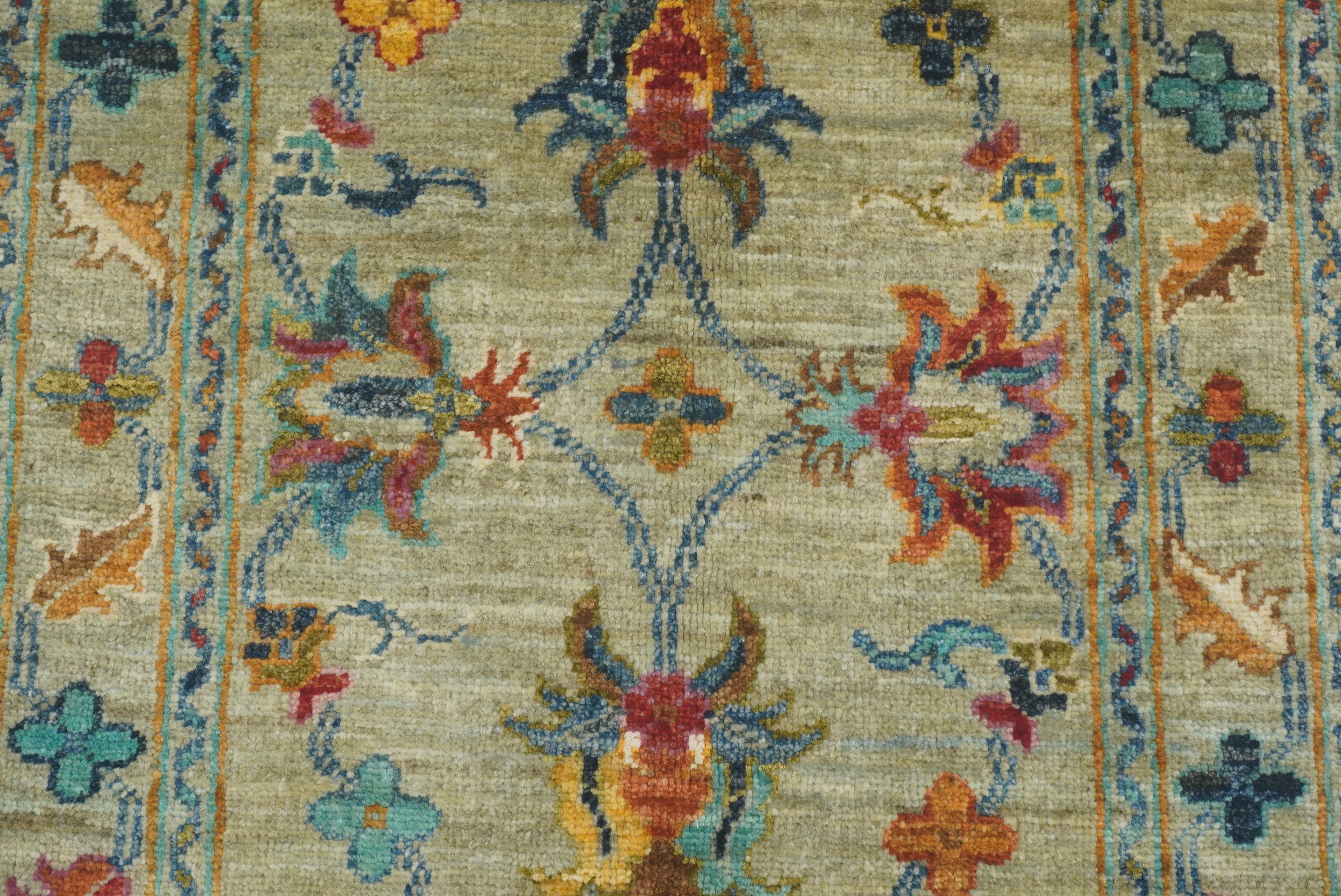 2x3 Green Afghan Waziri Hand Knotted Rug - Yildiz Rugs