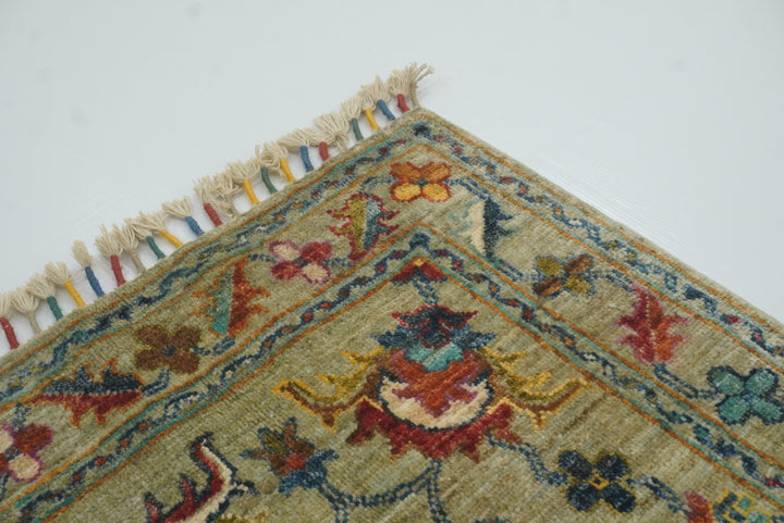 2x3 Green Afghan Waziri Hand Knotted Rug - Yildiz Rugs