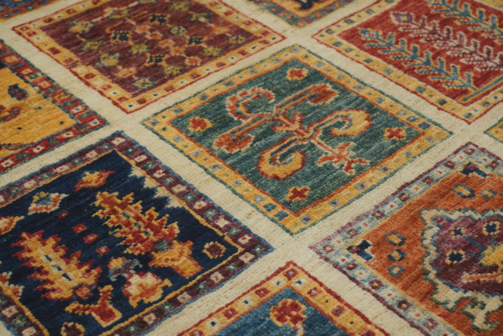 3x4 Beige Bakhtiar Afghan Hand Knotted Rug - Yildiz Rugs