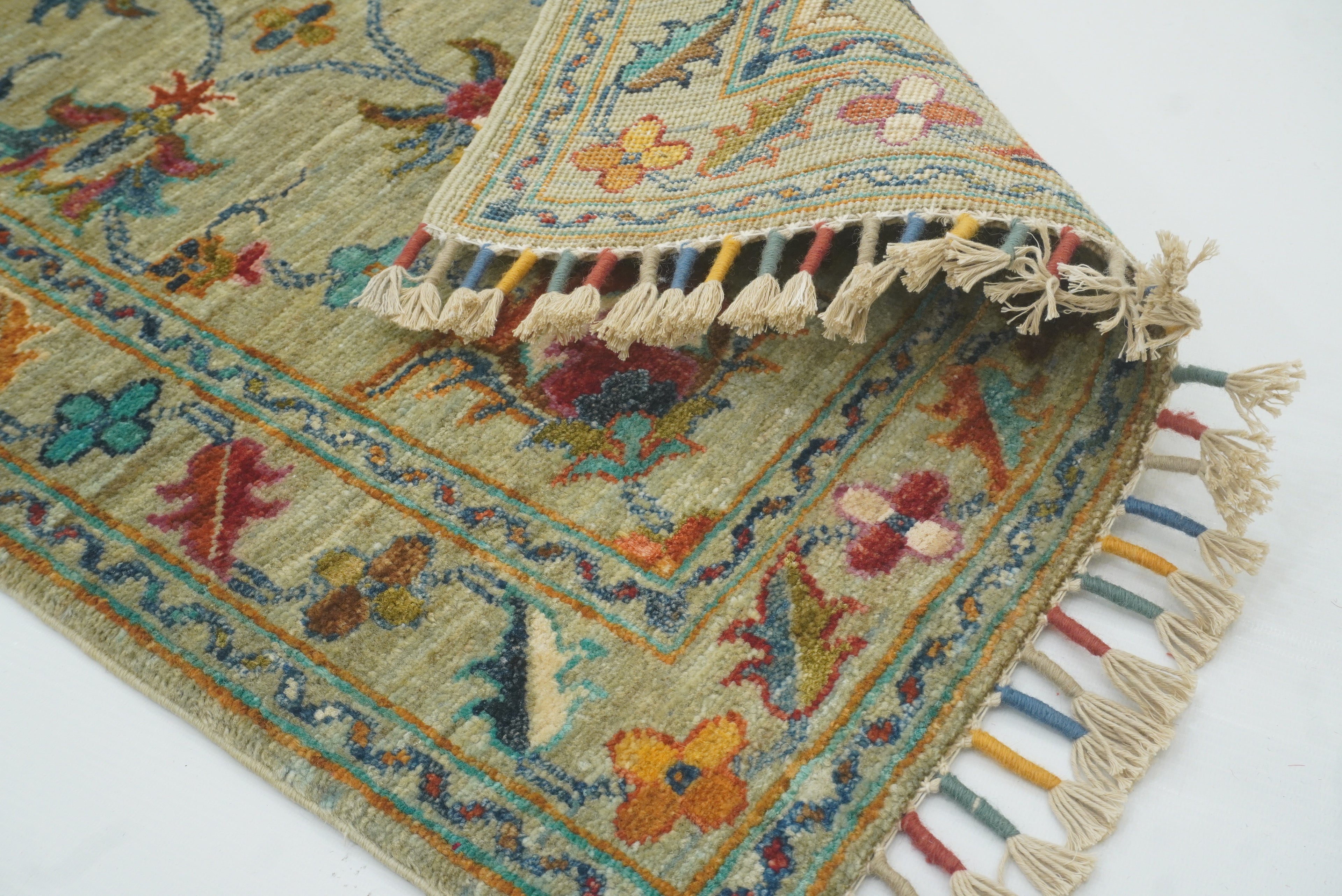 2x3 Green Afghan Waziri Hand Knotted Rug - Yildiz Rugs