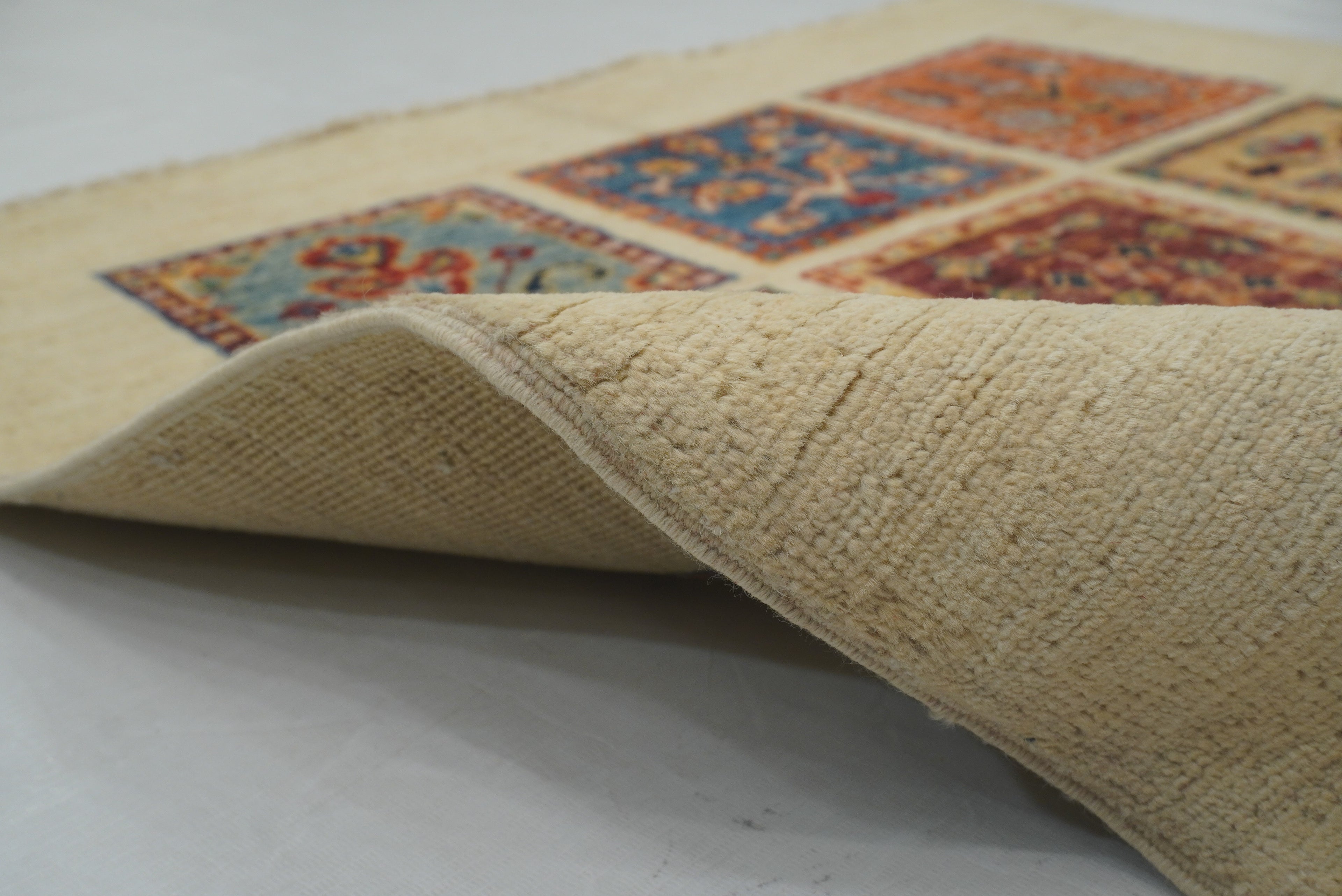 3x4 Beige Bakhtiar Afghan Hand Knotted Rug - Yildiz Rugs