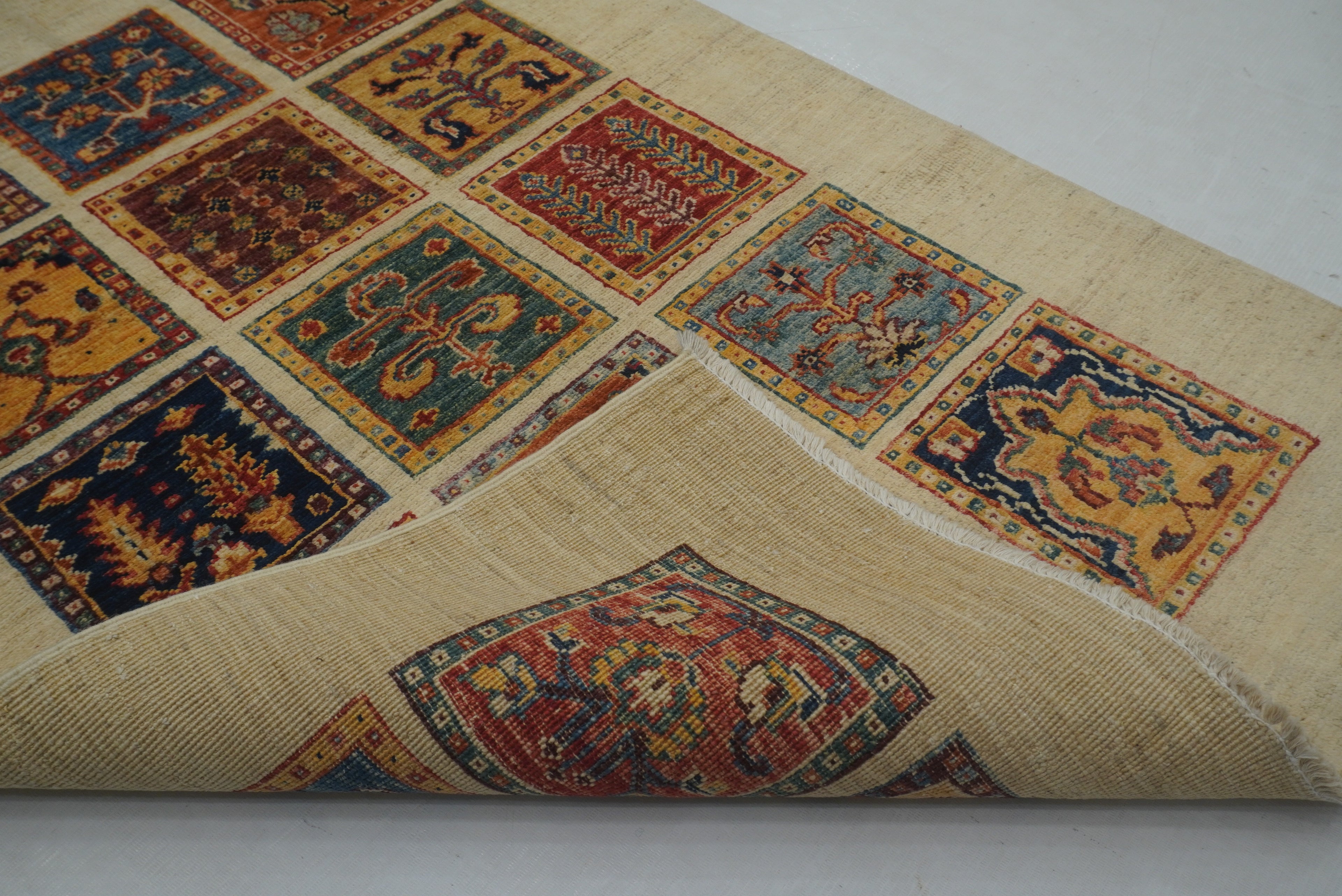 3x4 Beige Bakhtiar Afghan Hand Knotted Rug - Yildiz Rugs