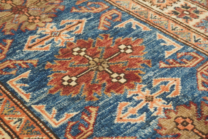 2x3 Blue Kazak Hand-Knotted Afghan Rug - Yildiz Rugs
