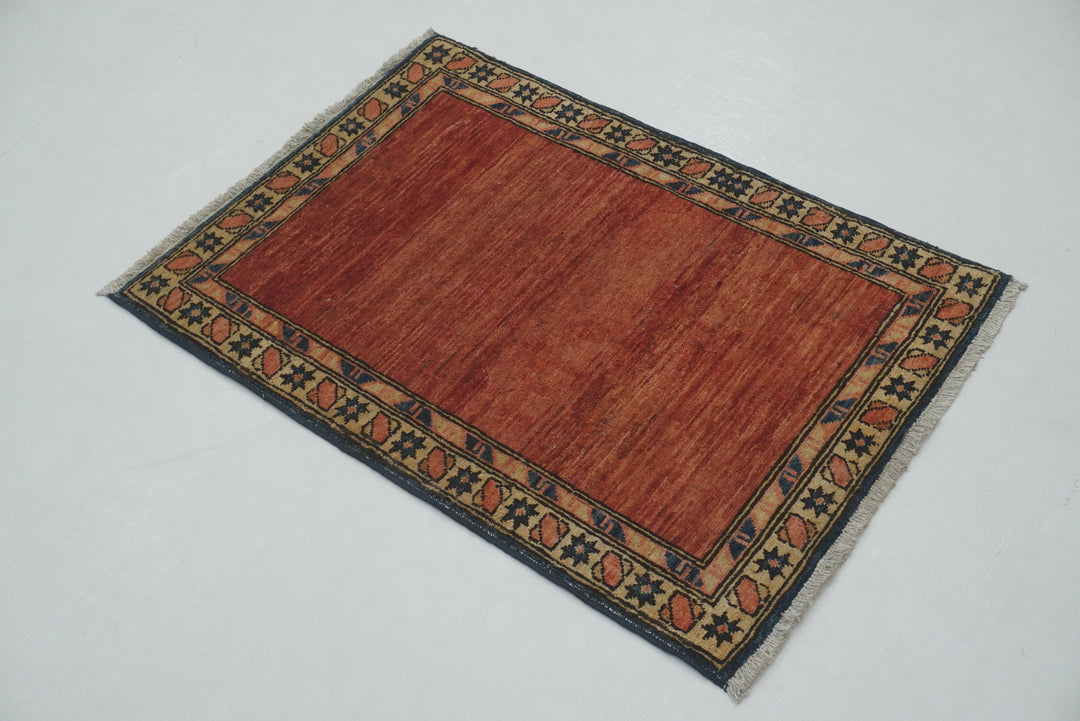 2x3 Red Vintage Baghlani Afghan Hand knotted Accent Rug