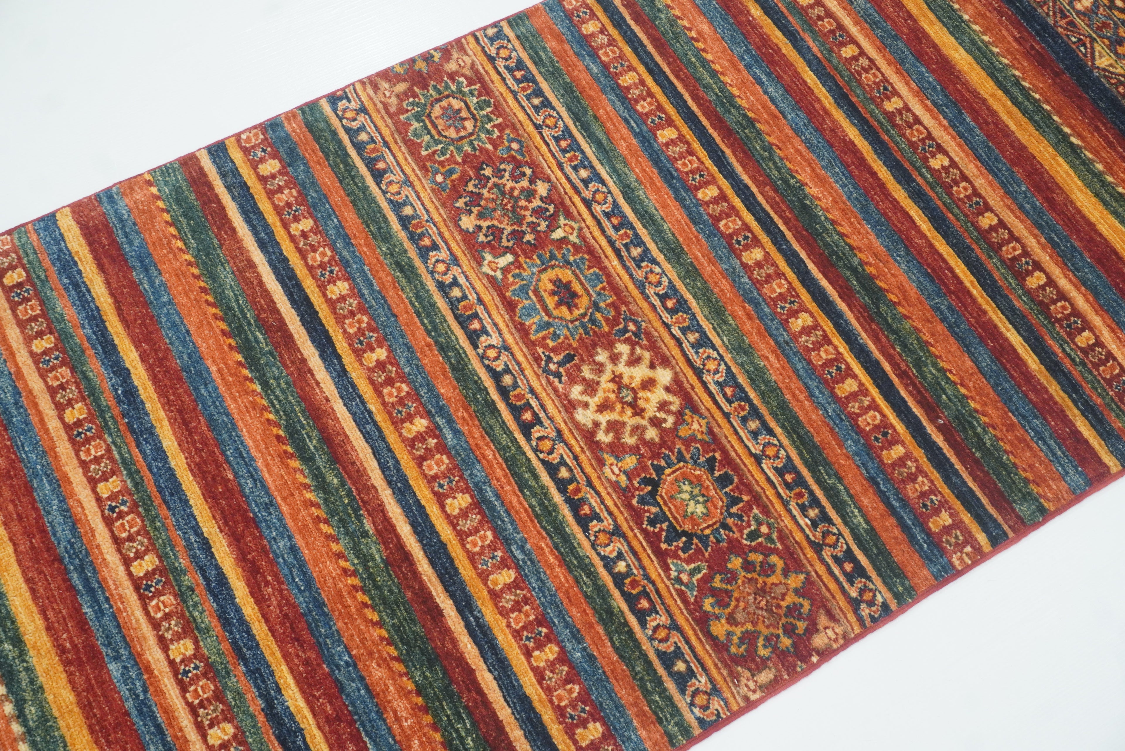 2'8"x9'6" Red Tribal Hand-Knotted Wool Runner Rug - Yildiz Rugs