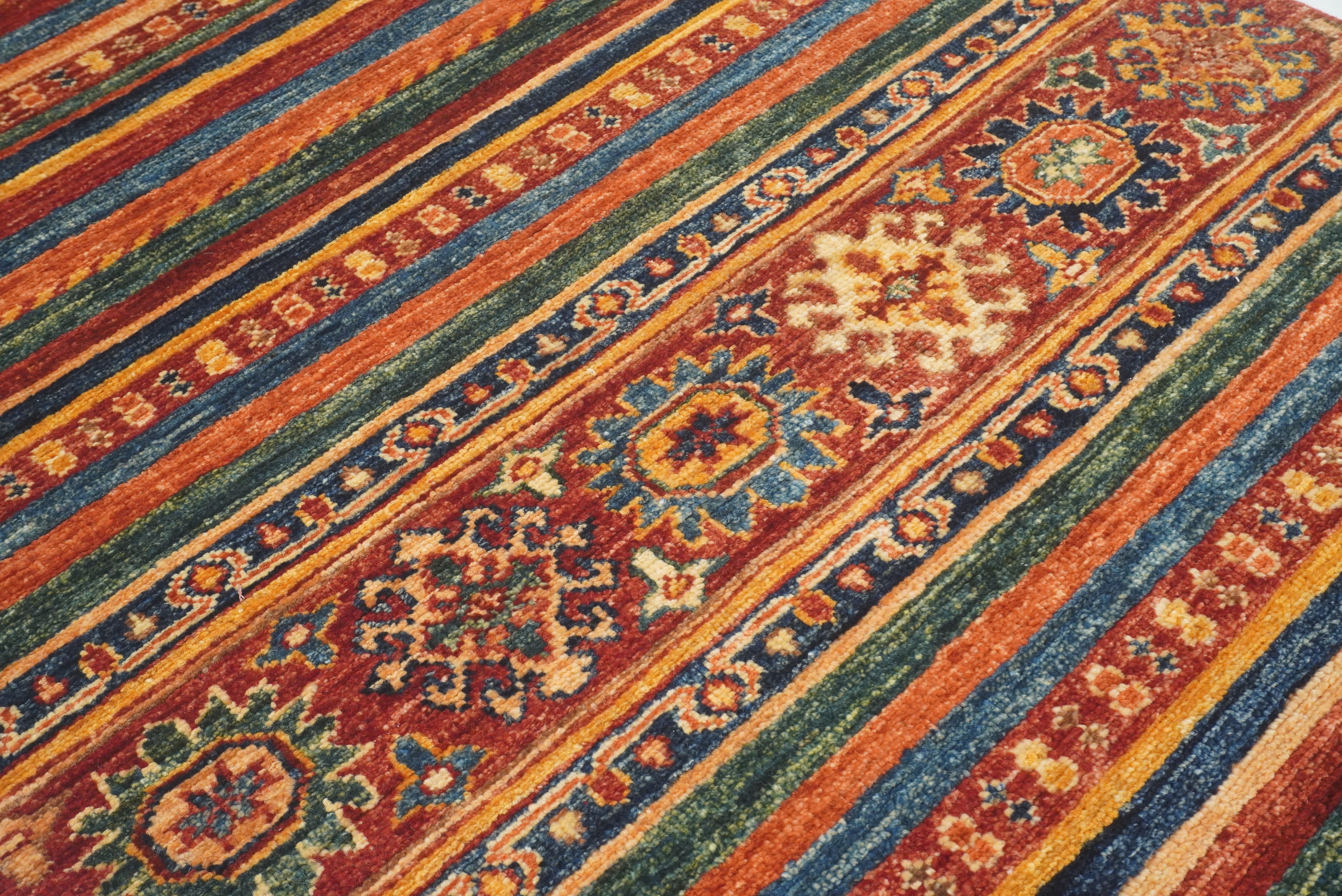 2'8"x9'6" Red Tribal Hand-Knotted Wool Runner Rug - Yildiz Rugs