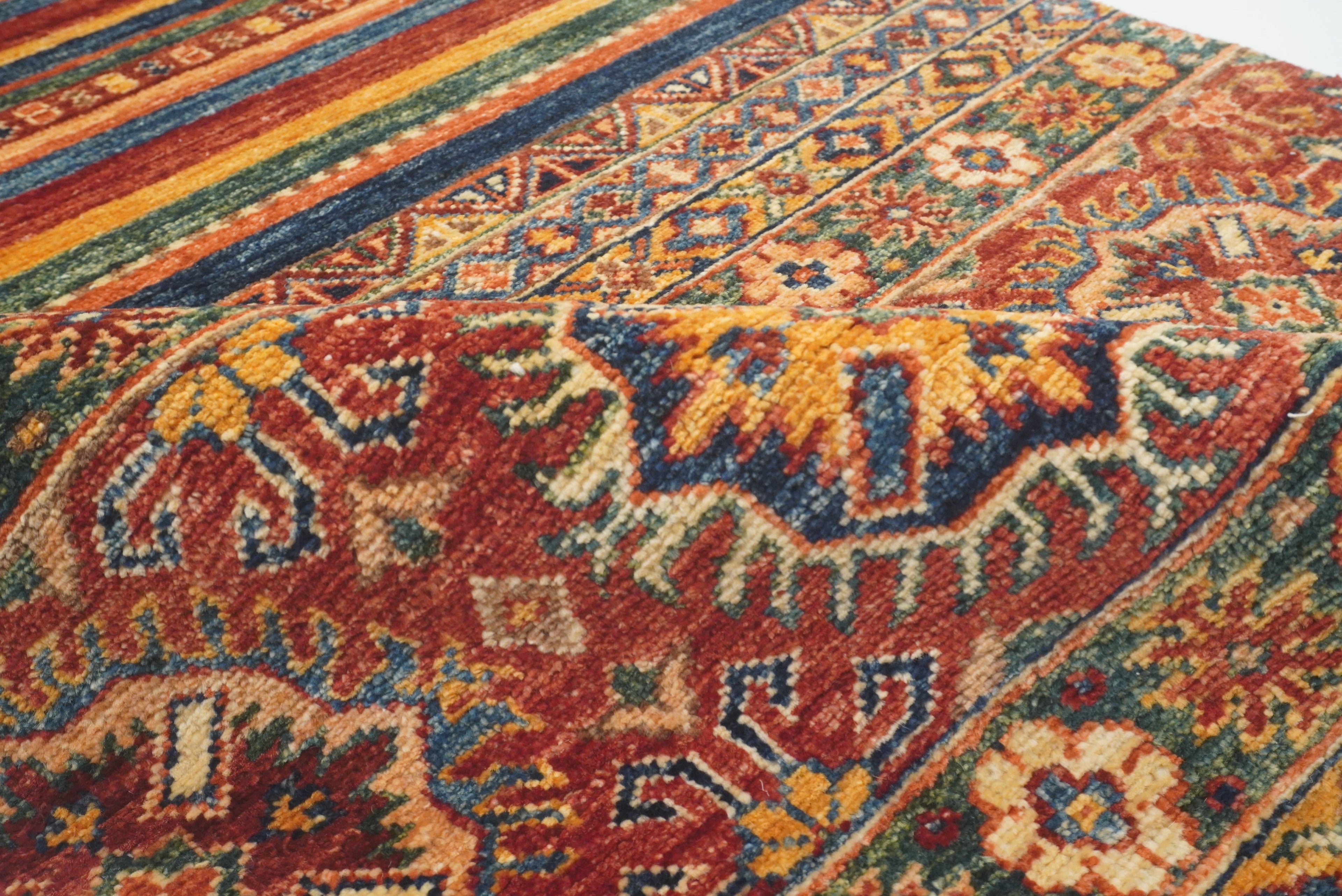 2'8"x9'6" Red Tribal Hand-Knotted Wool Runner Rug - Yildiz Rugs
