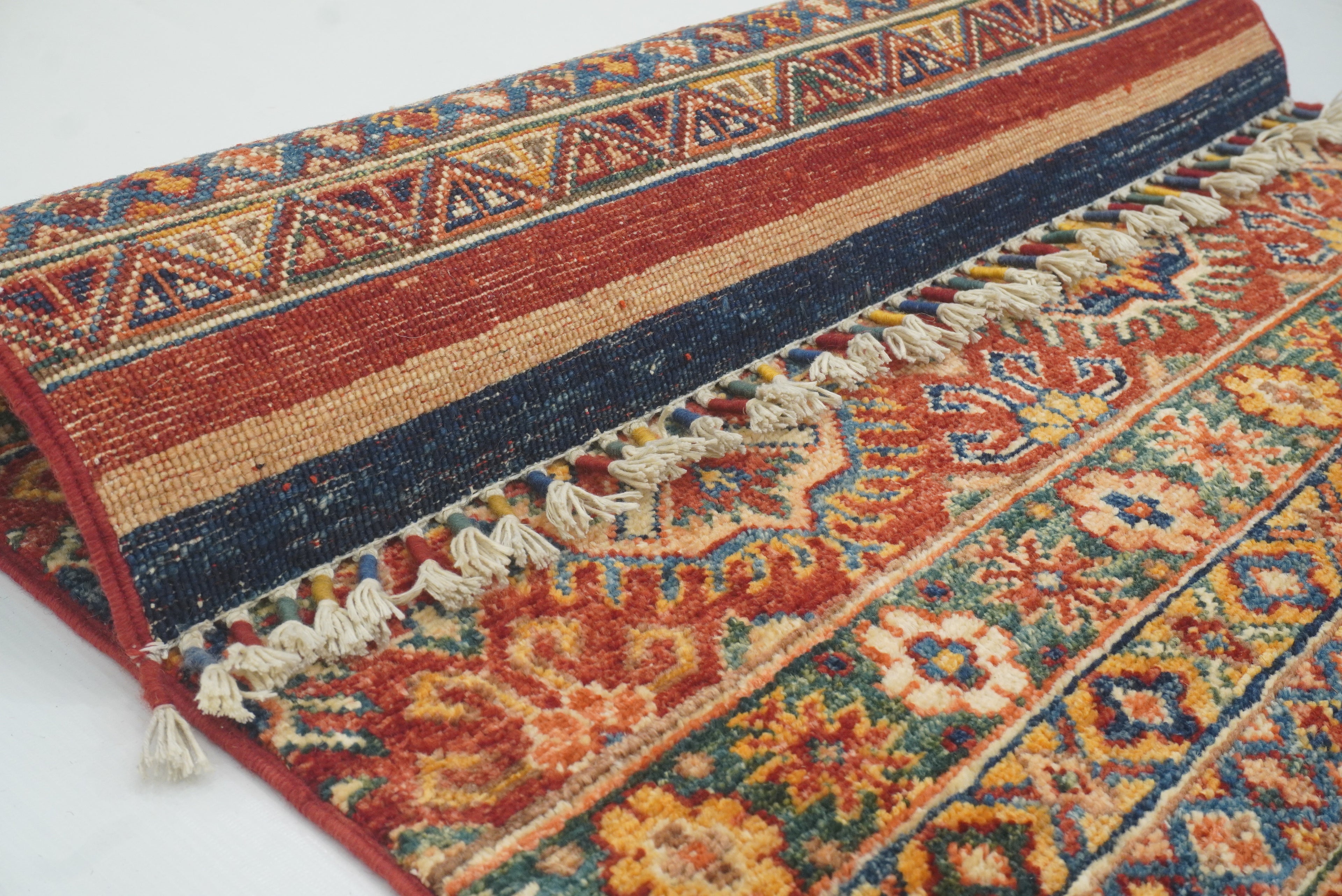 2'8"x9'6" Red Tribal Hand-Knotted Wool Runner Rug - Yildiz Rugs