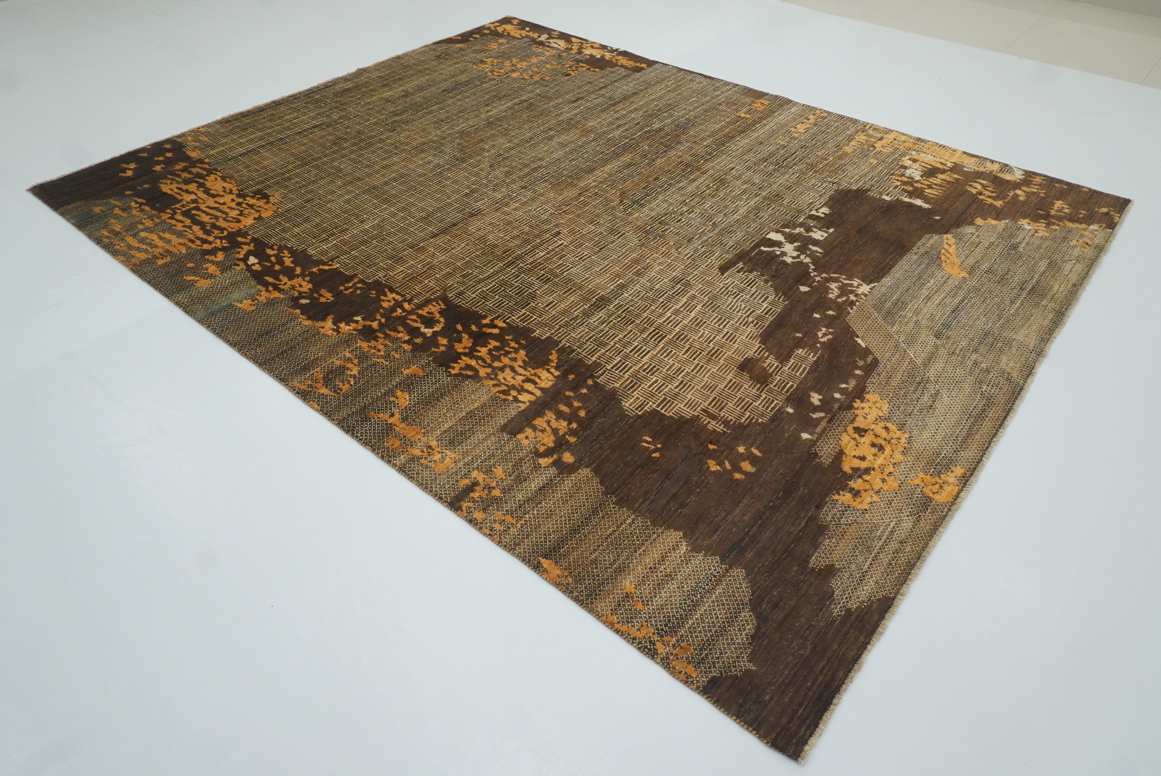 8x10 Brown Afghan Hand Knotted Wool Modern Rug - Yildiz Rugs