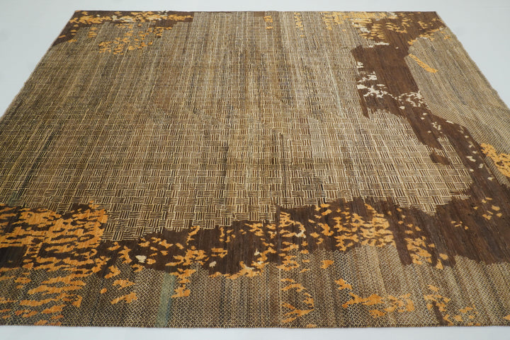 8x10 Brown Afghan Hand Knotted Wool Modern Rug - Yildiz Rugs