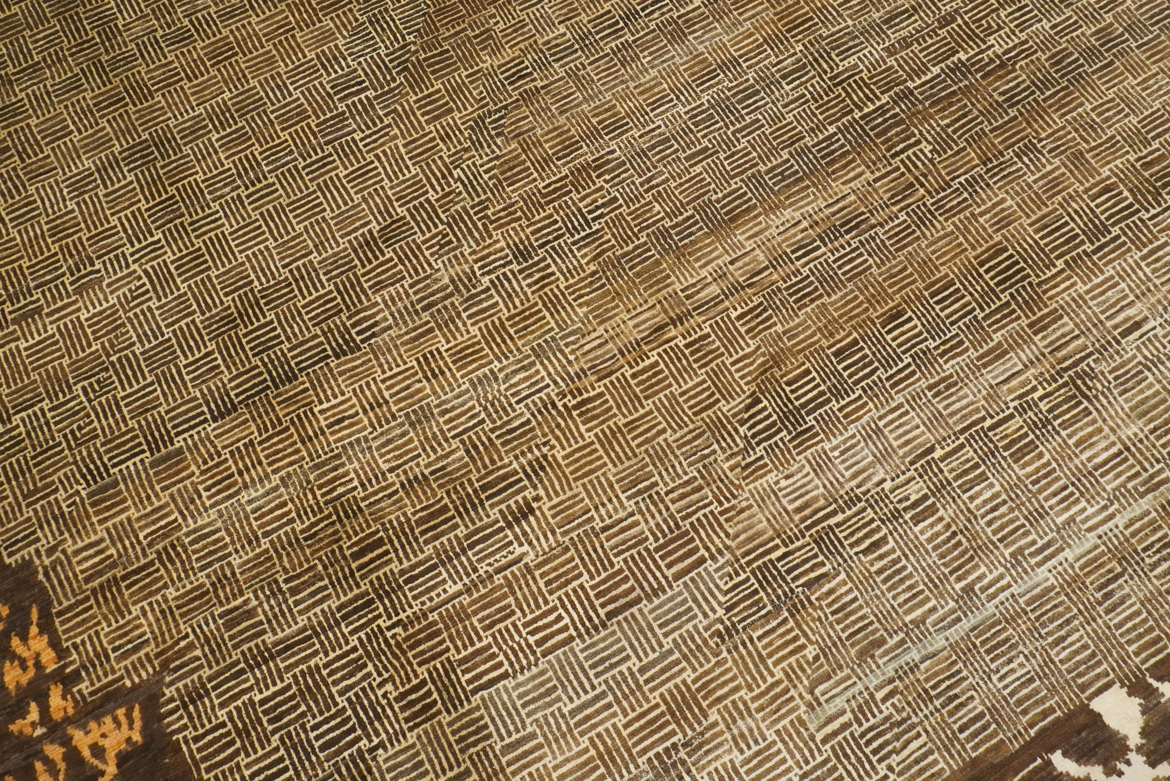 8x10 Brown Afghan Hand Knotted Wool Modern Rug - Yildiz Rugs