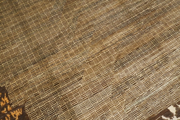 8x10 Brown Afghan Hand Knotted Wool Modern Rug - Yildiz Rugs