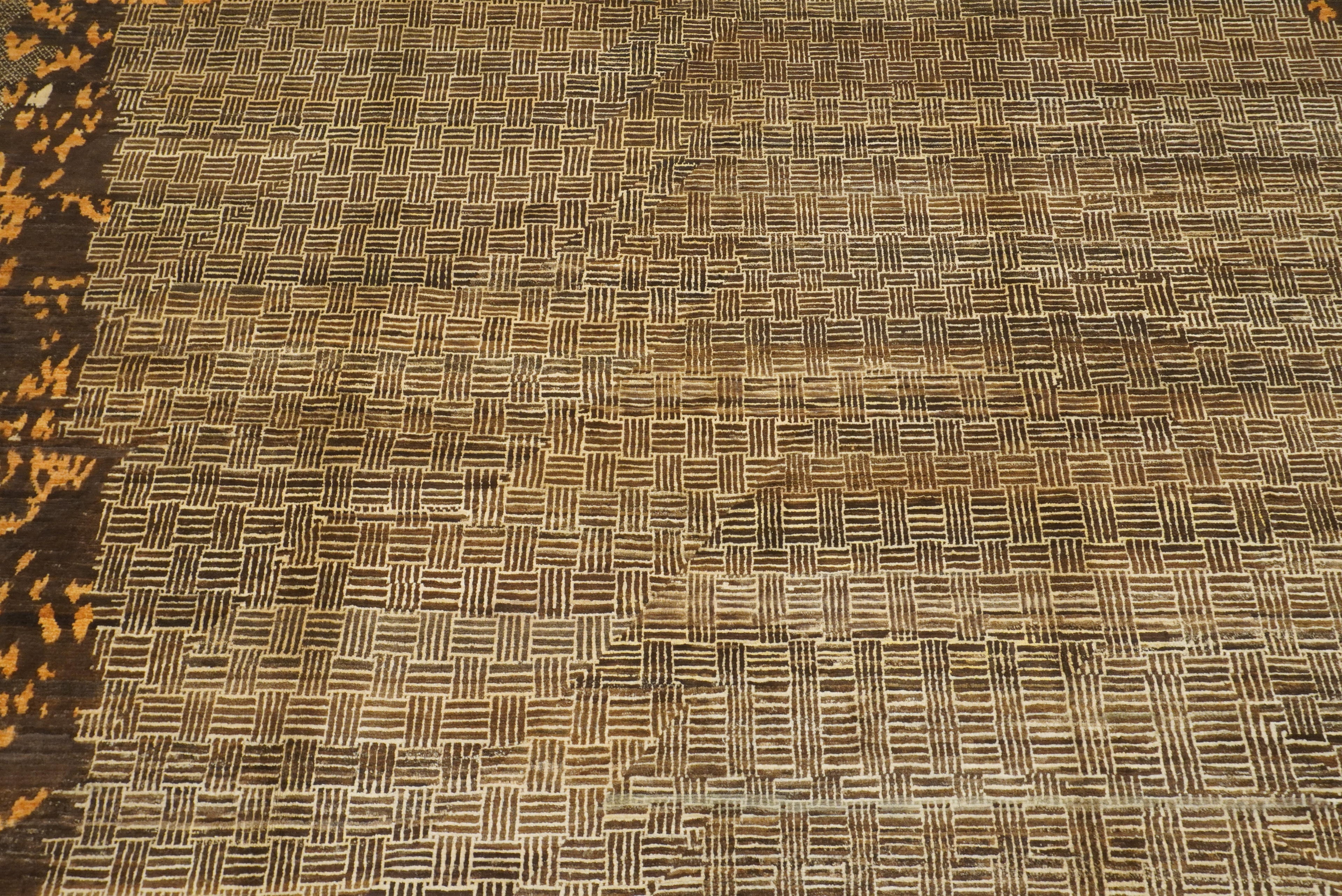 8x10 Brown Afghan Hand Knotted Wool Modern Rug - Yildiz Rugs