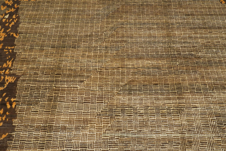 8x10 Brown Afghan Hand Knotted Wool Modern Rug - Yildiz Rugs