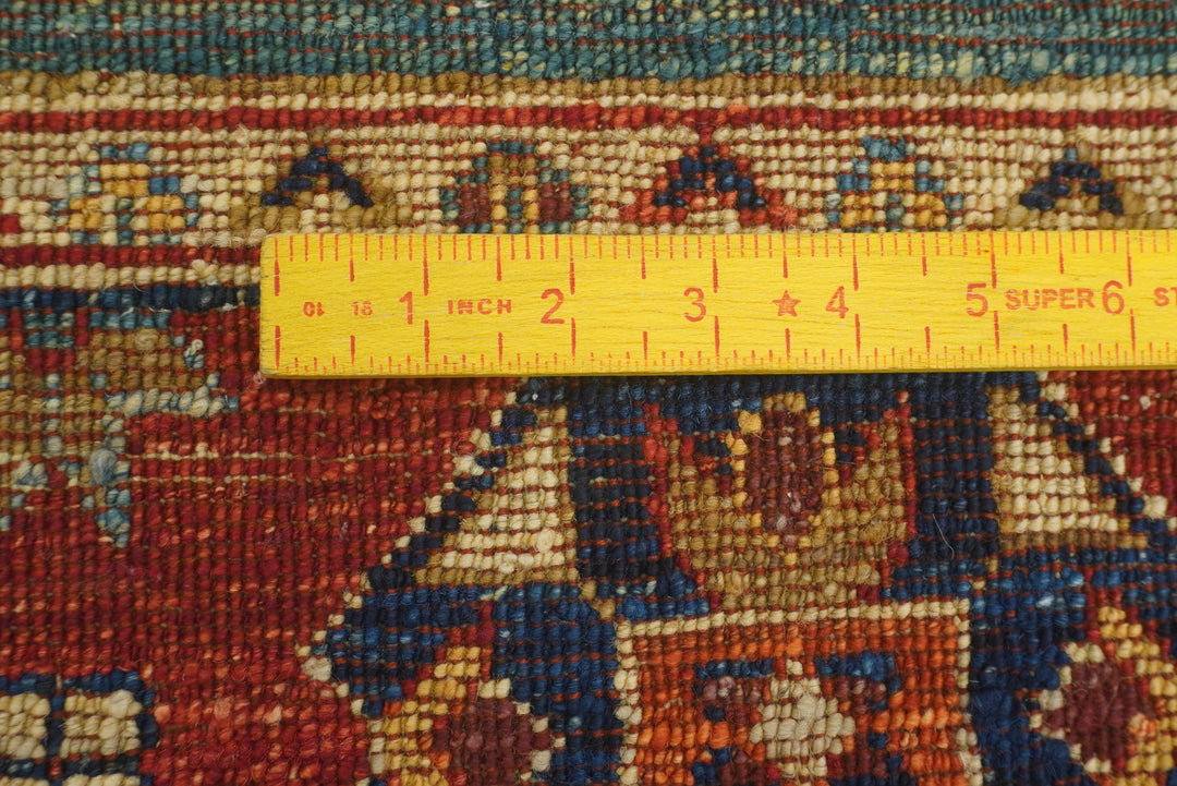 3x3 Red Tribal Afghan Handmade Square Rug