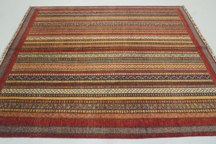 7x8 Red Turkish Style Hand-Knotted Wool Tribal Rug - Yildiz Rugs