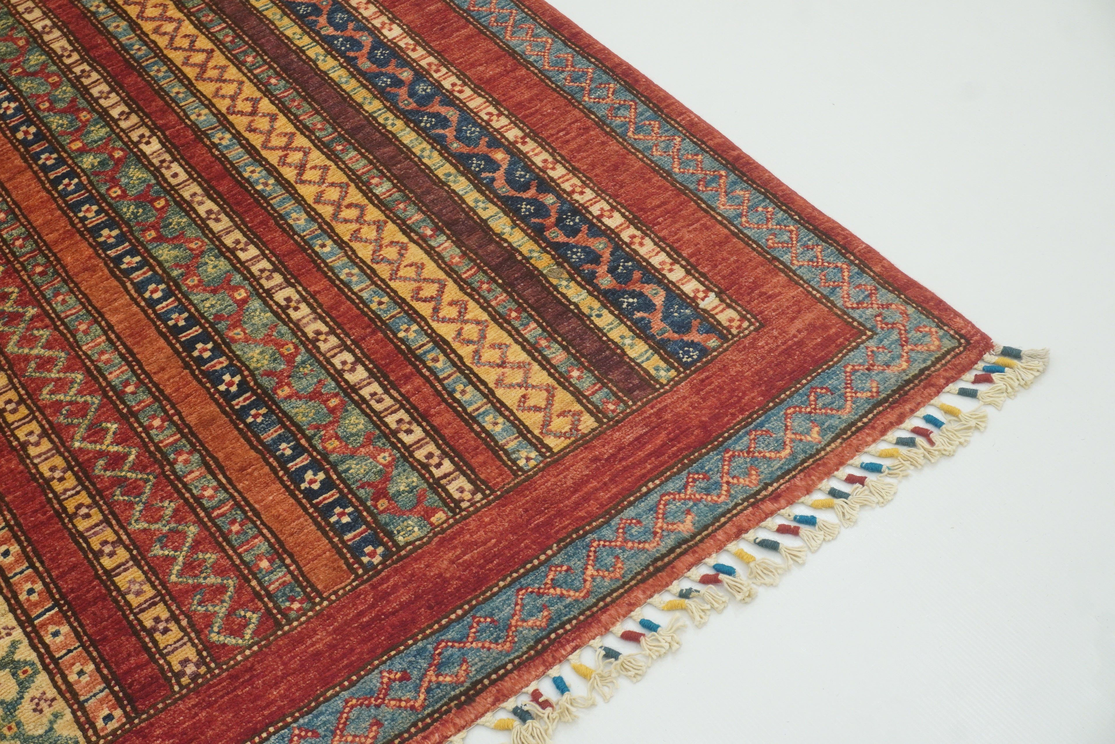 7x8 Red Turkish Style Hand-Knotted Wool Tribal Rug - Yildiz Rugs