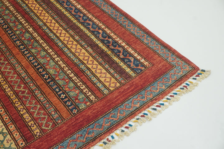 7x8 Red Turkish Style Hand-Knotted Wool Tribal Rug - Yildiz Rugs