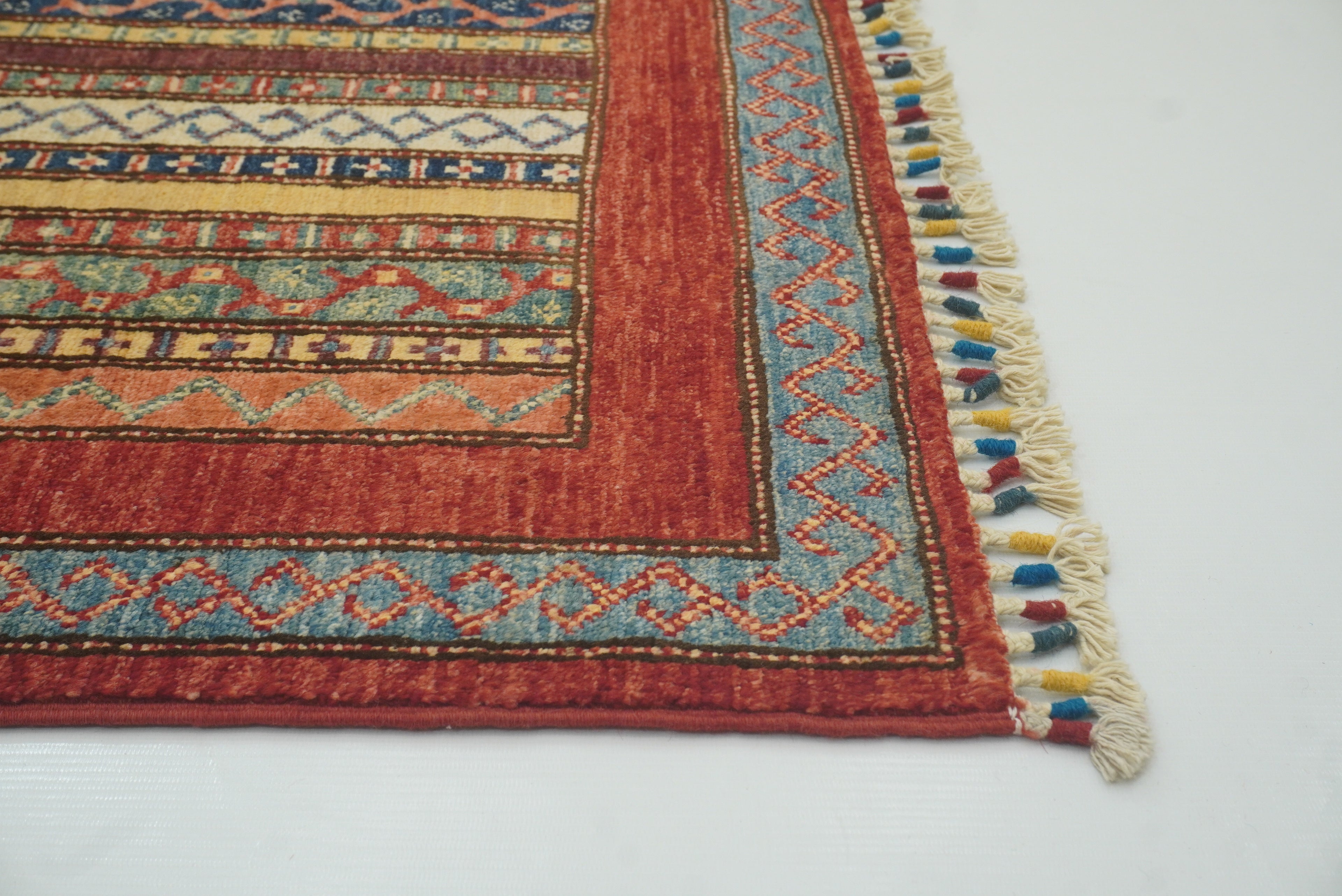 7x8 Red Turkish Style Hand-Knotted Wool Tribal Rug - Yildiz Rugs