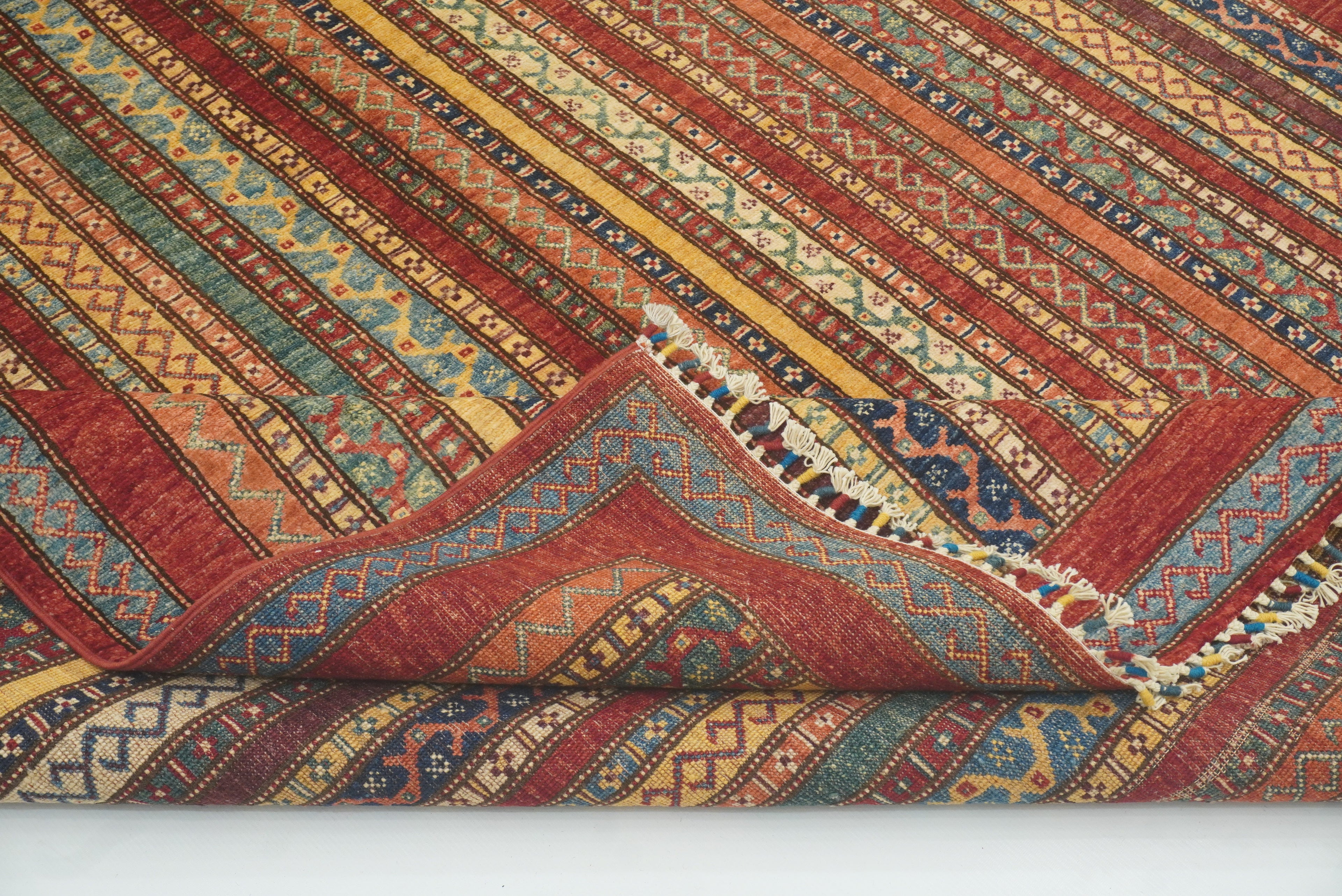 7x8 Red Turkish Style Hand-Knotted Wool Tribal Rug - Yildiz Rugs