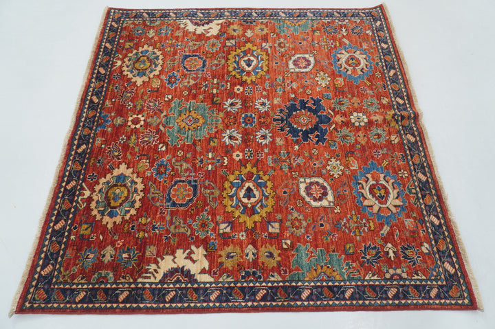 5x5 Red Square Bidjar Afghan Handmade Oriental Rug - Yildiz Rugs