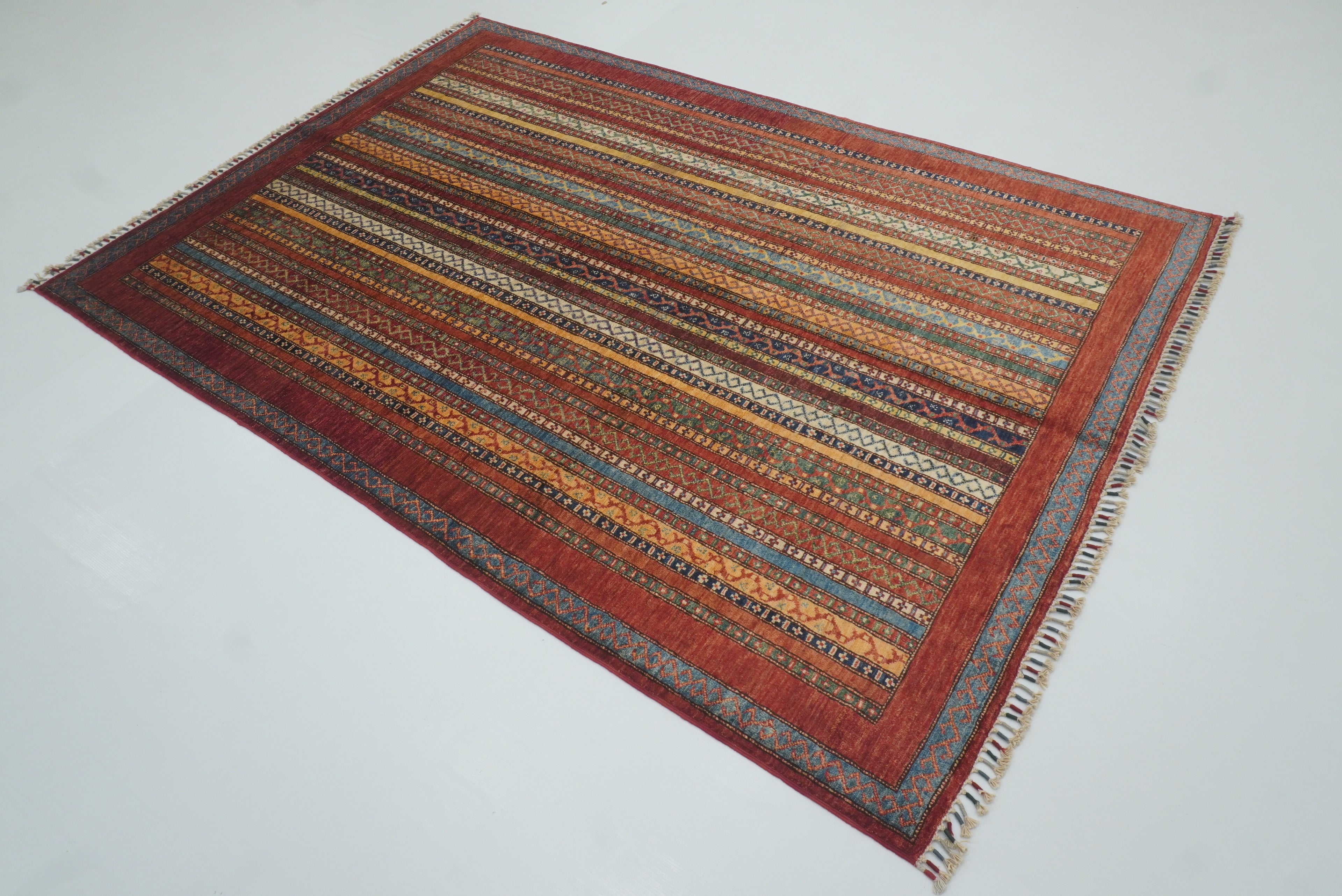 6x8 Red Turkish Style Handmade Afghan wool Rug - Yildiz Rugs