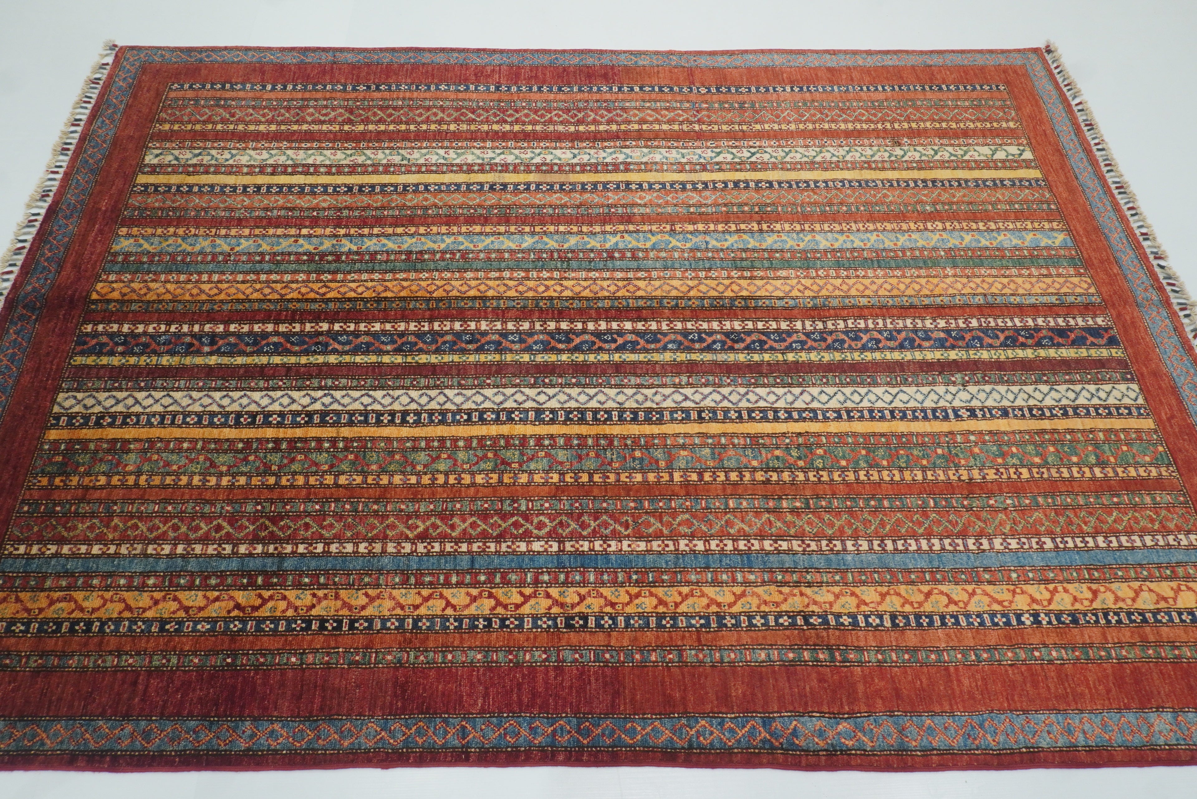 6x8 Red Turkish Style Handmade Afghan wool Rug - Yildiz Rugs