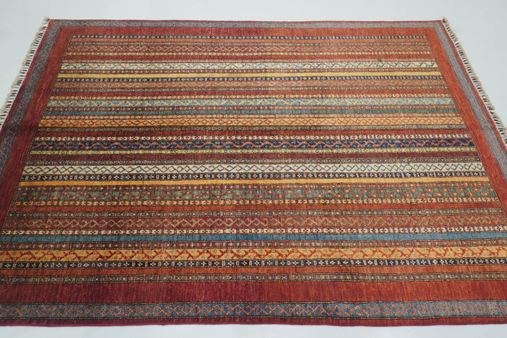 6x8 Red Turkish Style Handmade Afghan wool Rug - Yildiz Rugs